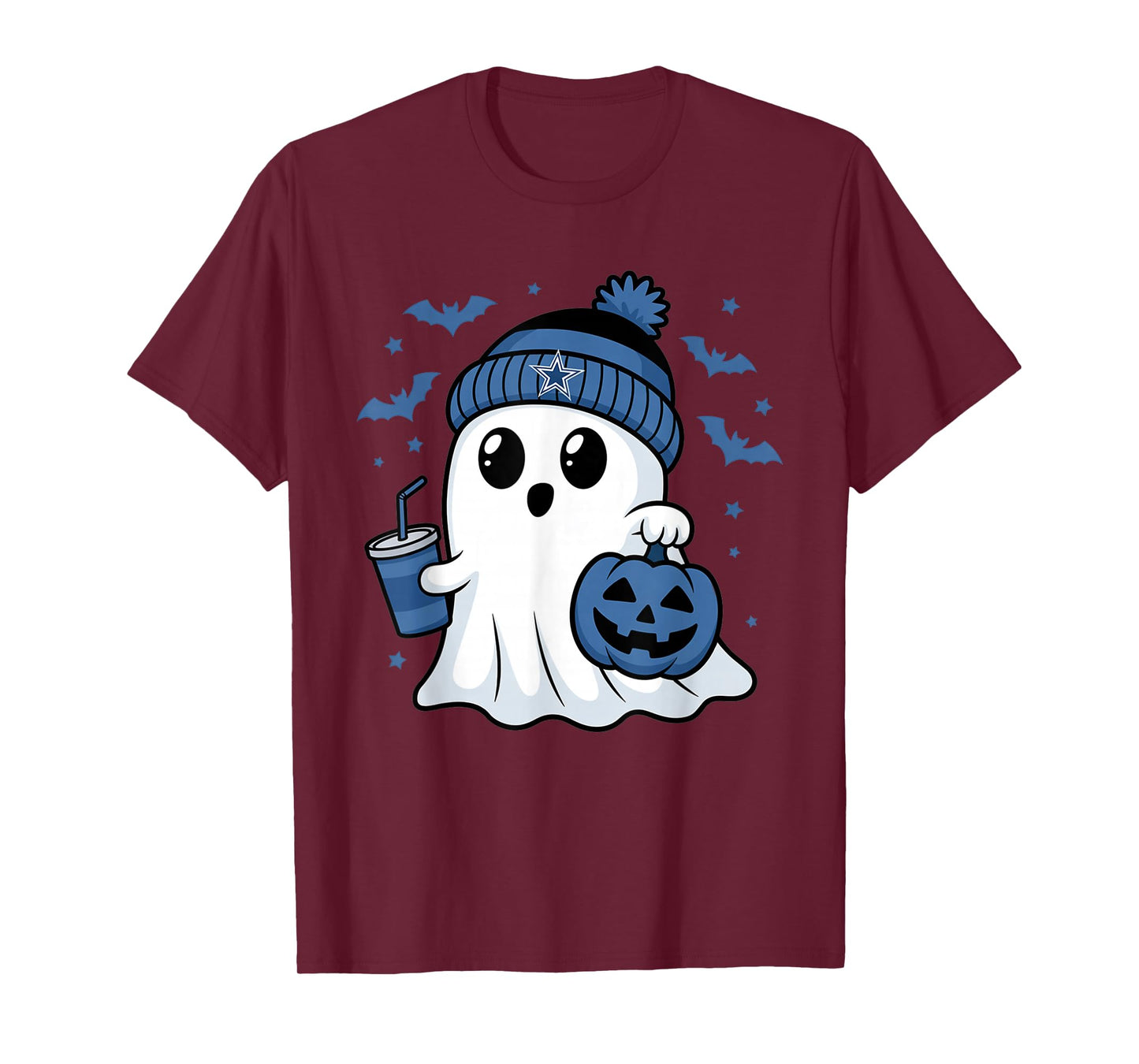 Vintage Dallas Ghost Cute Ghost Halloween Blue Pumpkin T-Shirt