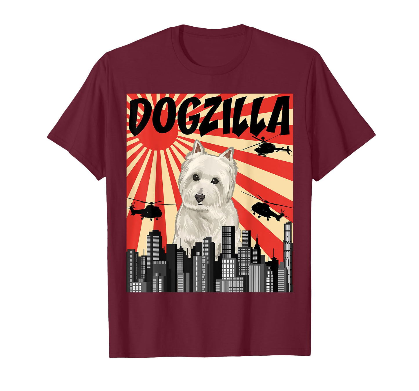 Funny Retro Japanese Dogzilla West Highland White Terrier T-Shirt