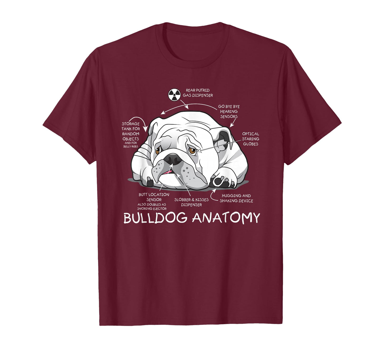 Funny Cute English Bulldog Anatomy Dog Biology Gift T-Shirt Small