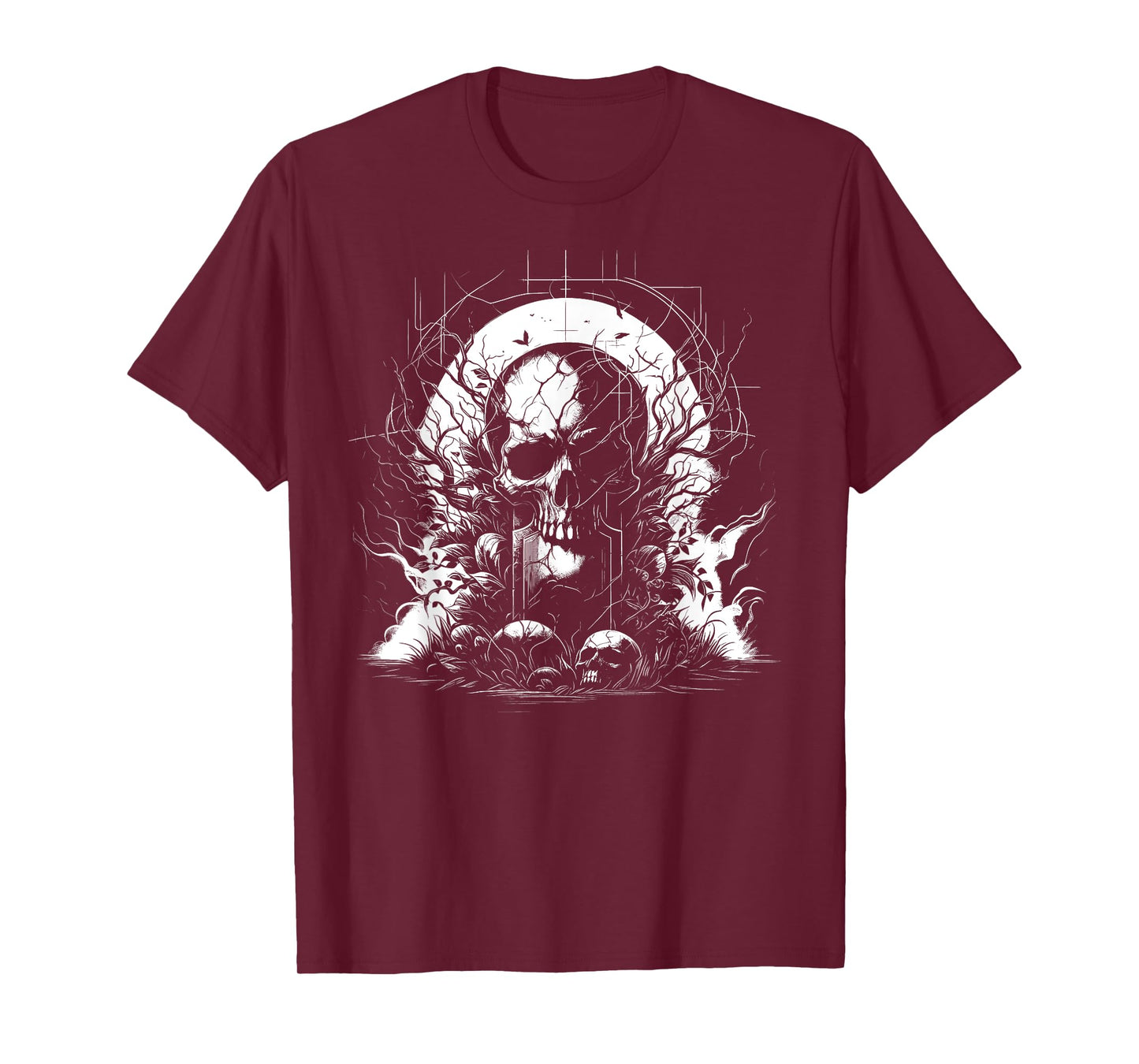 Cracked Skull Dark Art Gothic Art Grave Fog T-Shirt