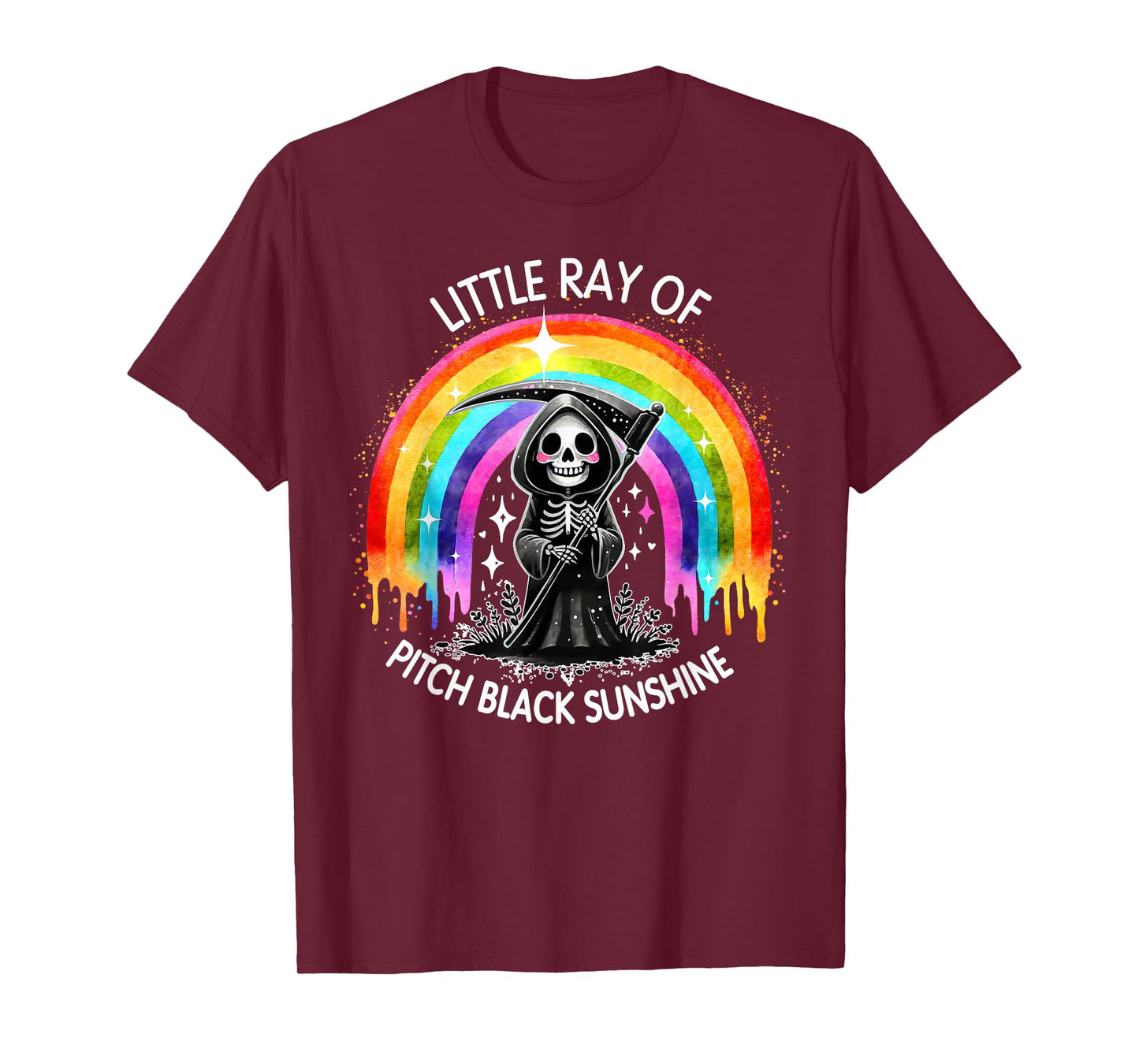 Little Ray Of Pitch Black Sunshine Death Rainbow Halloween Men Women Kids T-Shirt