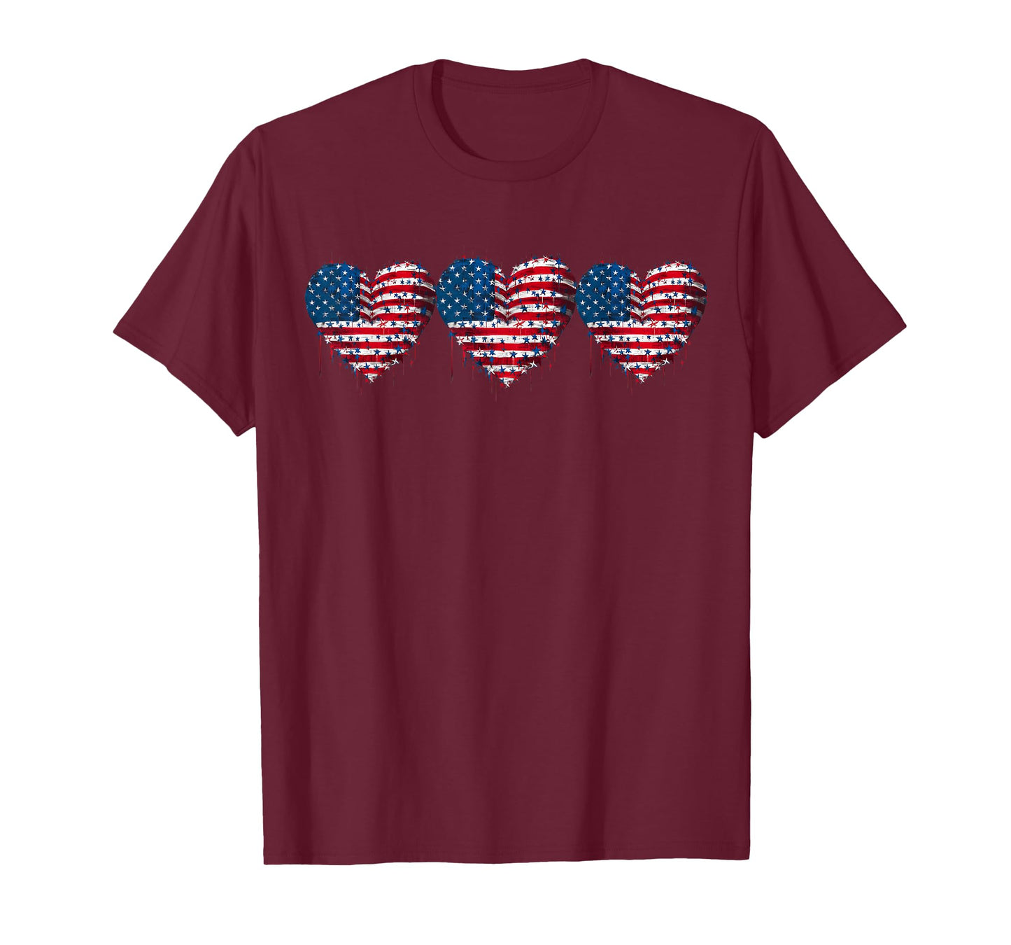 USA Flag Patriotic American Hearts Armed Forces 4th of July T-Shirt