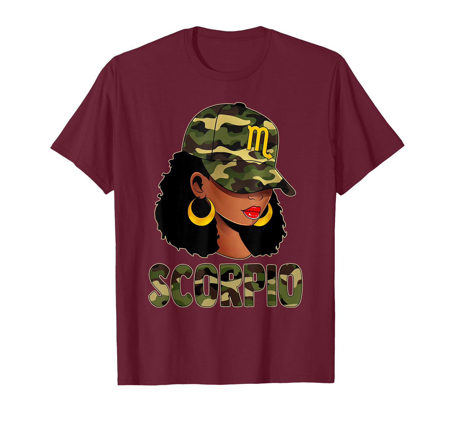 Scorpio Queen Camouflage Black Woman Cap Zodiac Sign T-Shirt