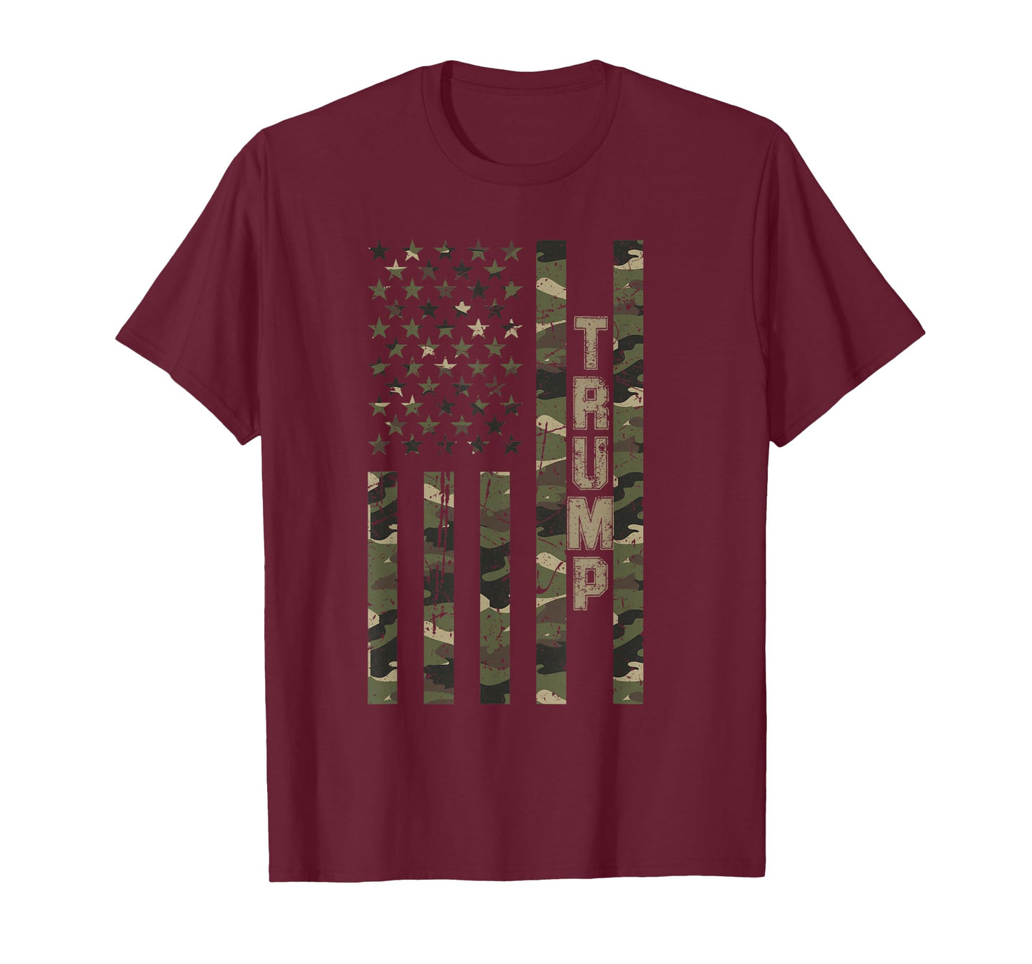 Trump United States Distressed Camo w US Flag T-Shirt