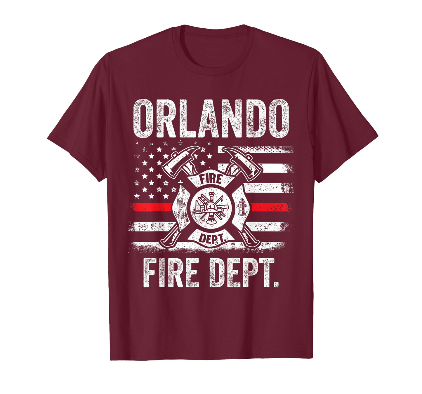 Orlando Florida Fire Department Thin Red Line Fireman T-Shirt