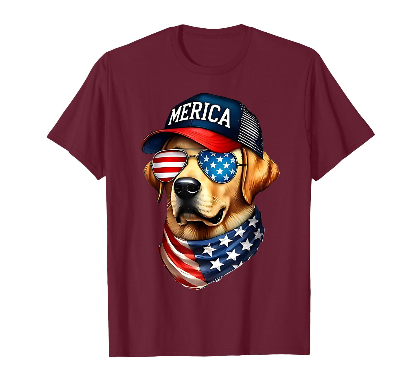 Yellow Labrador Retriever 4th of July Merica USA Flag Lab T-Shirt