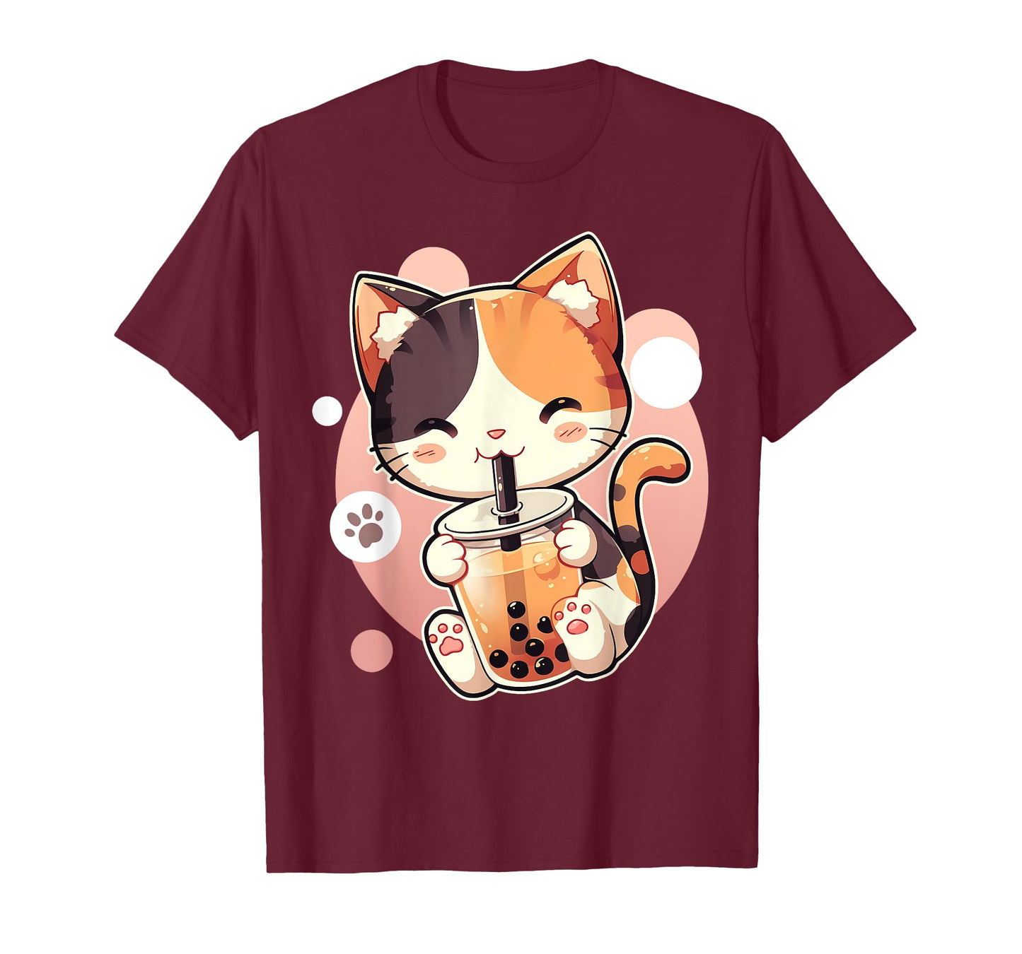 Cute Cat Drinking Boba Tea Bubble Tea Anime Kawaii Neko T-Shirt for Men Women Kids