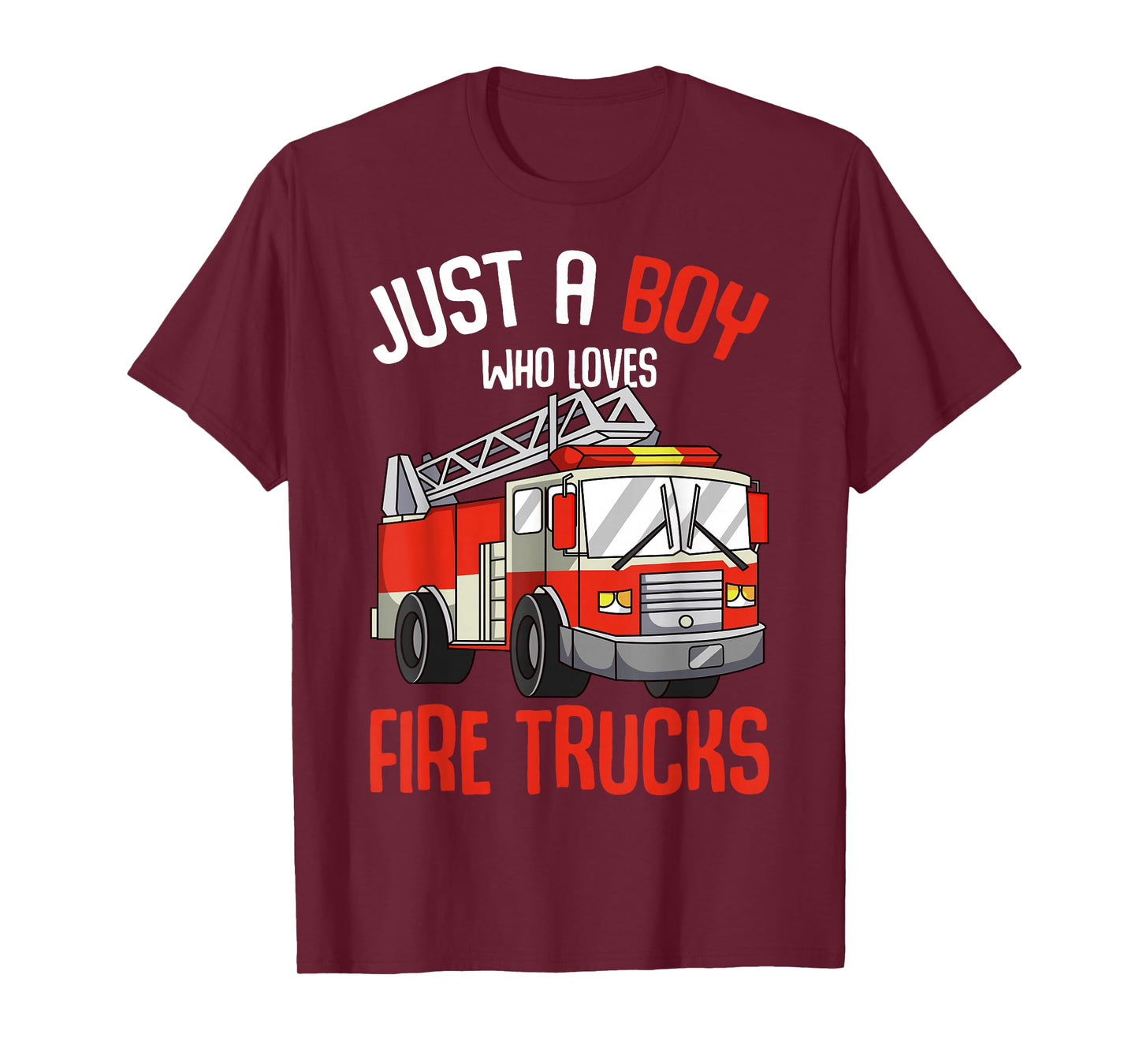 Just a Boy who Loves Firetrucks Firefighter Fireman Kids T-Shirt
