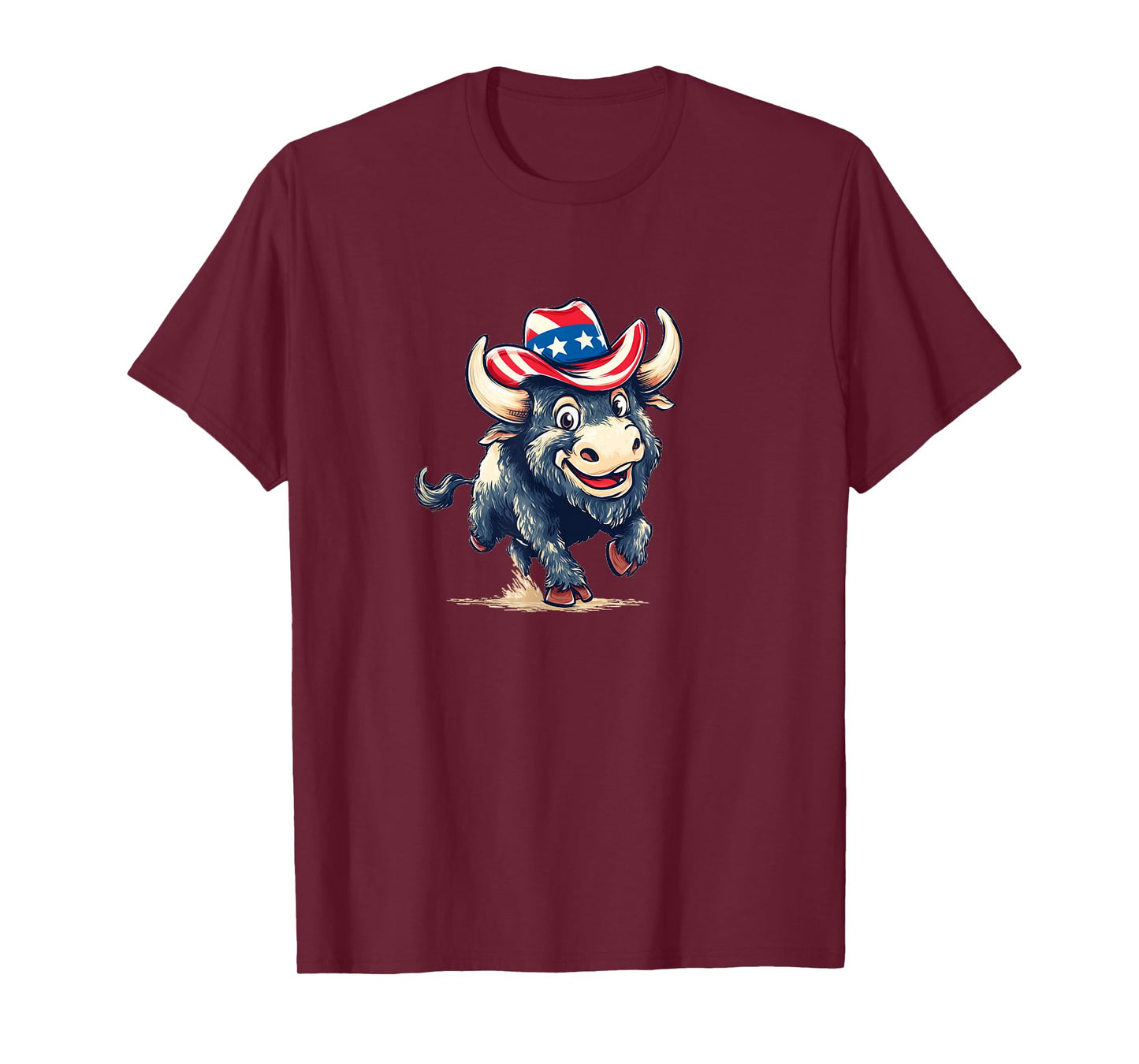 Smiling Bison with America Colors for Boys and Girls T-Shirt