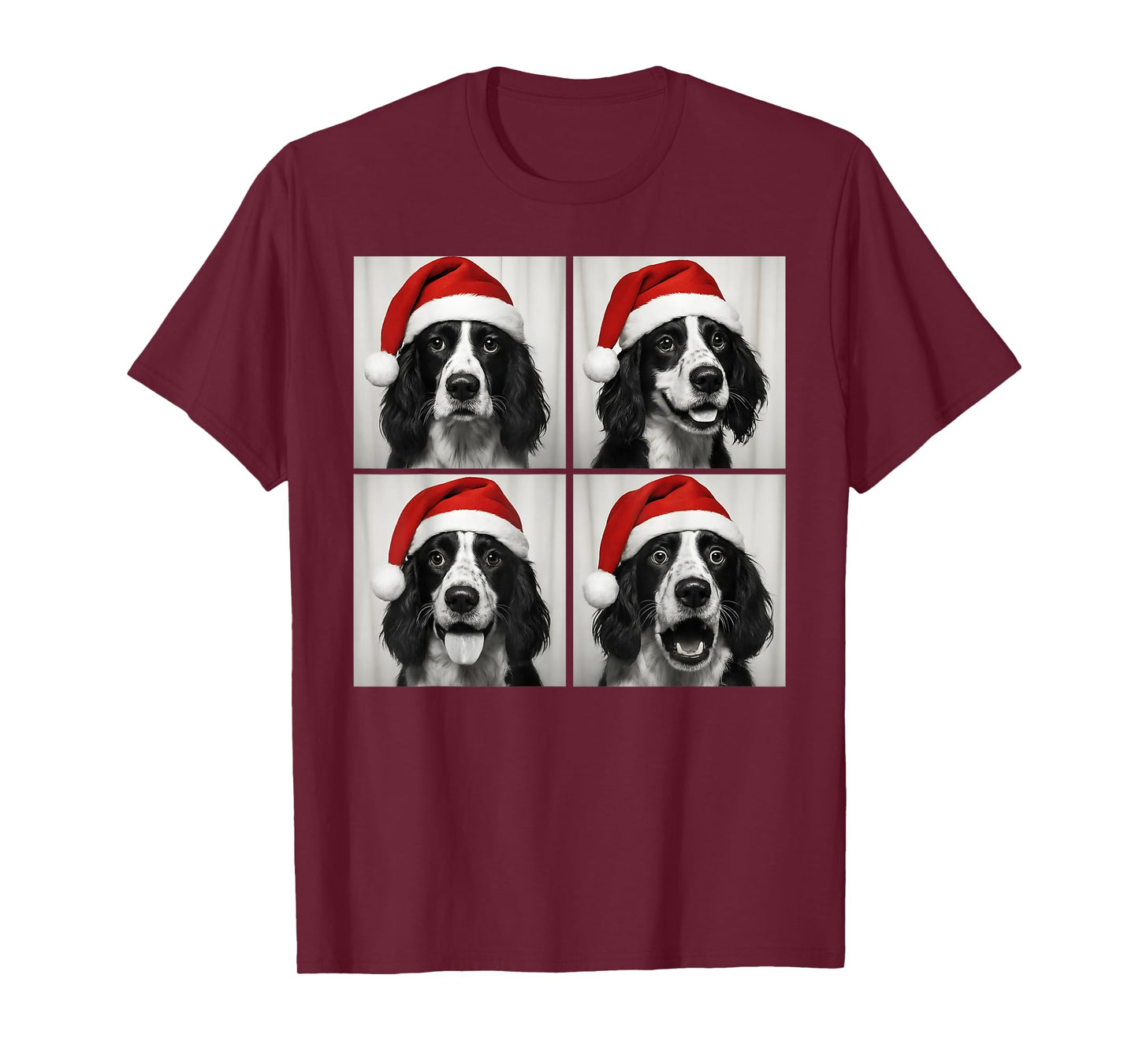 Funny Christmas English Springer Spaniel Santa Photo Booth T-Shirt
