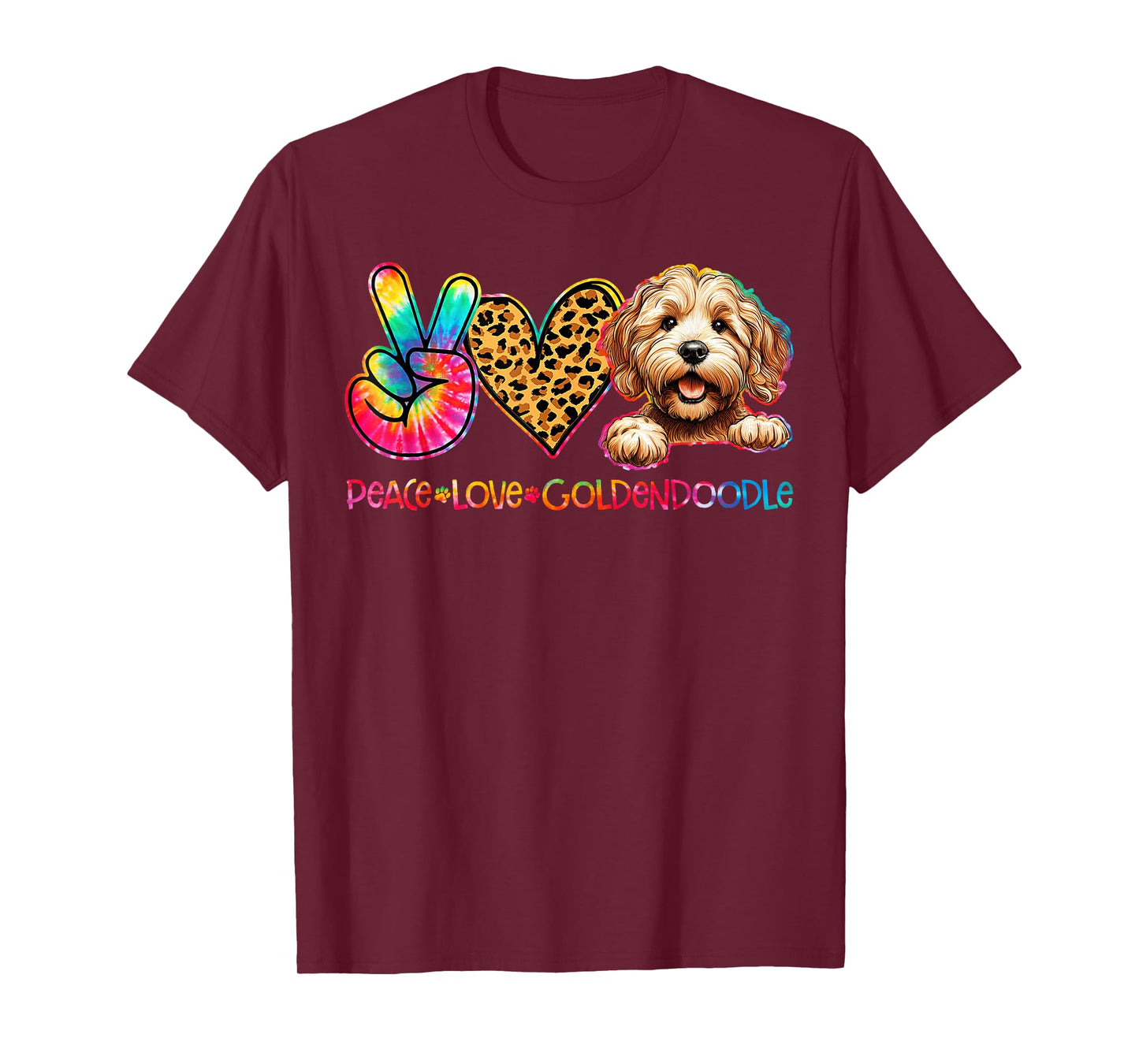Peace Love Goldendoodle Tie Dye Dog Lover T-Shirt