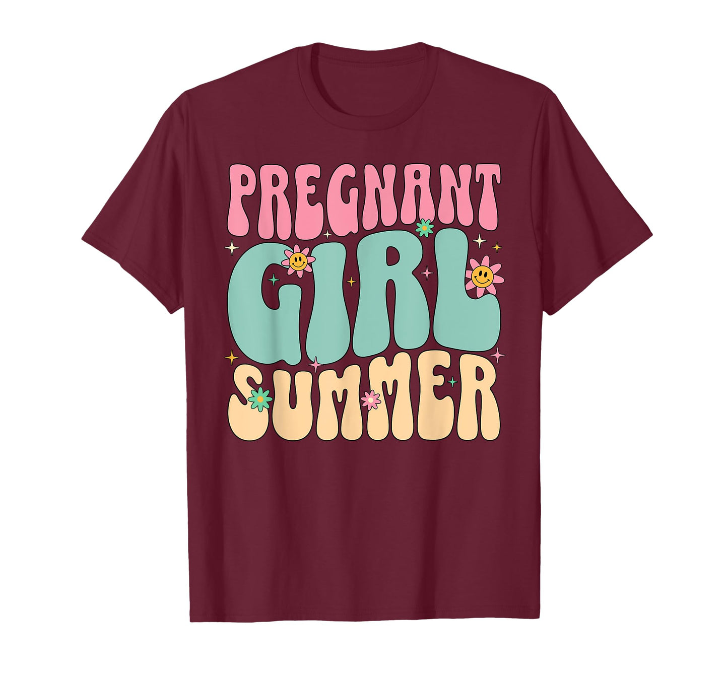 Groovy Pregnancy Reveal Pregnant Girl Summer Baby Shower - T-Shirt