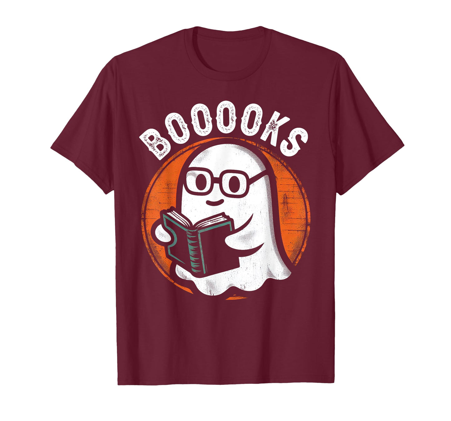 Cute Ghost Book Reading Books Lover Retro Halloween Teacher T-Shirt
