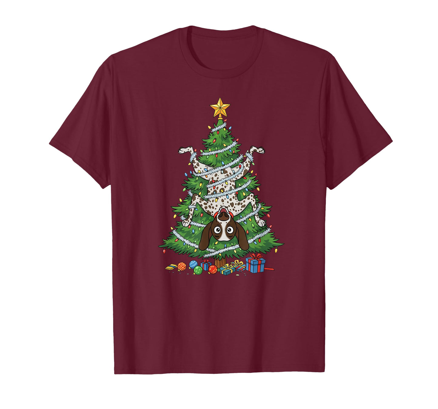 Funny German Shorthaired Pointer Dog Christmas Tree T-Shirt