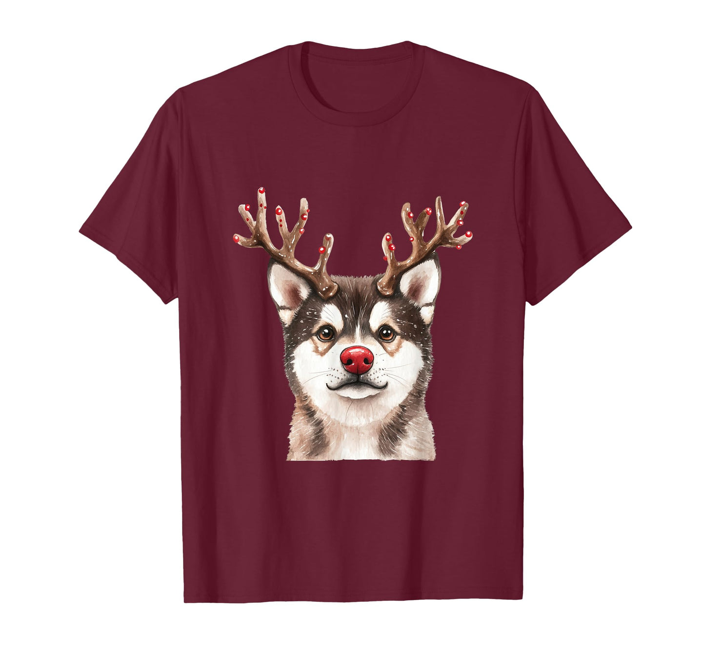Akita Reindeer Christmas Lights Dog Lover Xmas Pajama T-Shirt