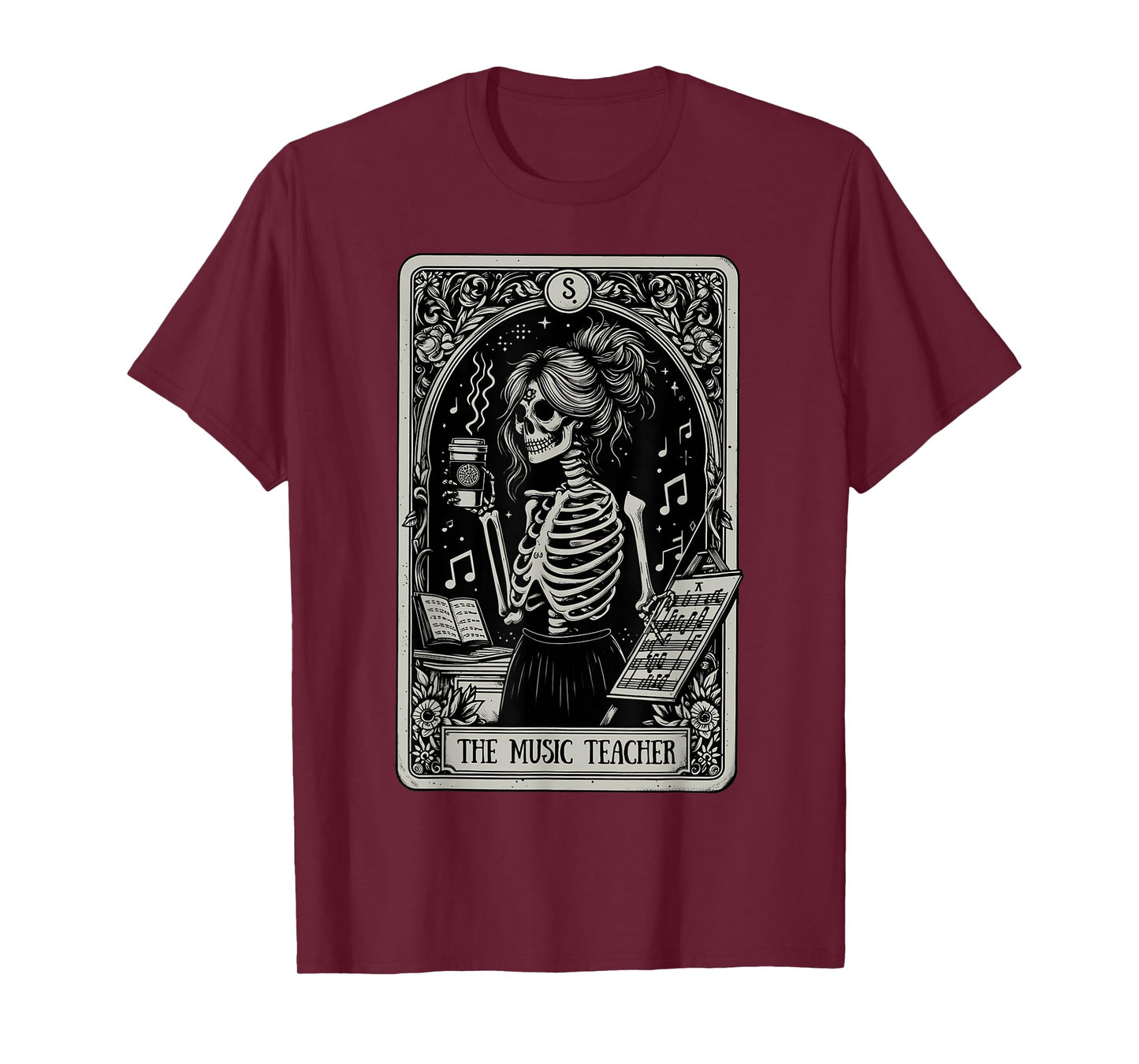 Funny Skeleton Music Teacher Tarot Card Halloween Musician T-Shirt