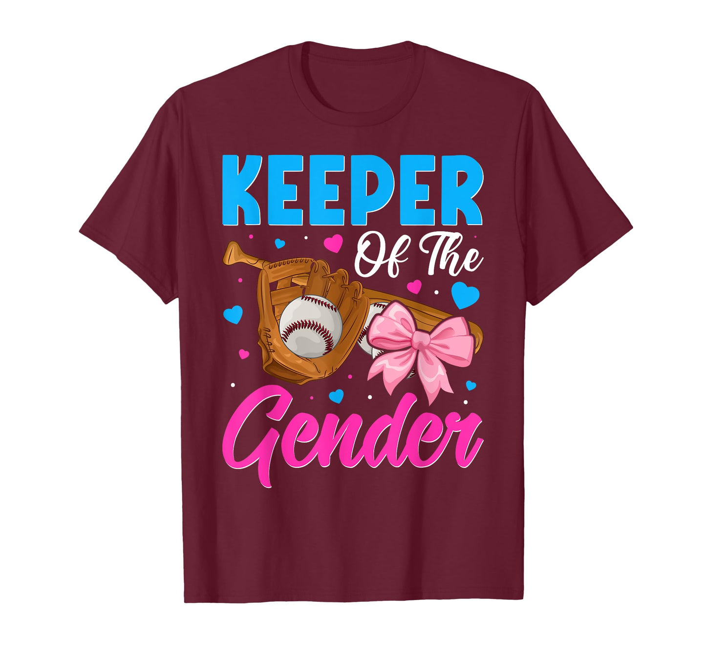 Keeper Of The Gender Baseball or Bows Gender Reveal Party T-Shirt