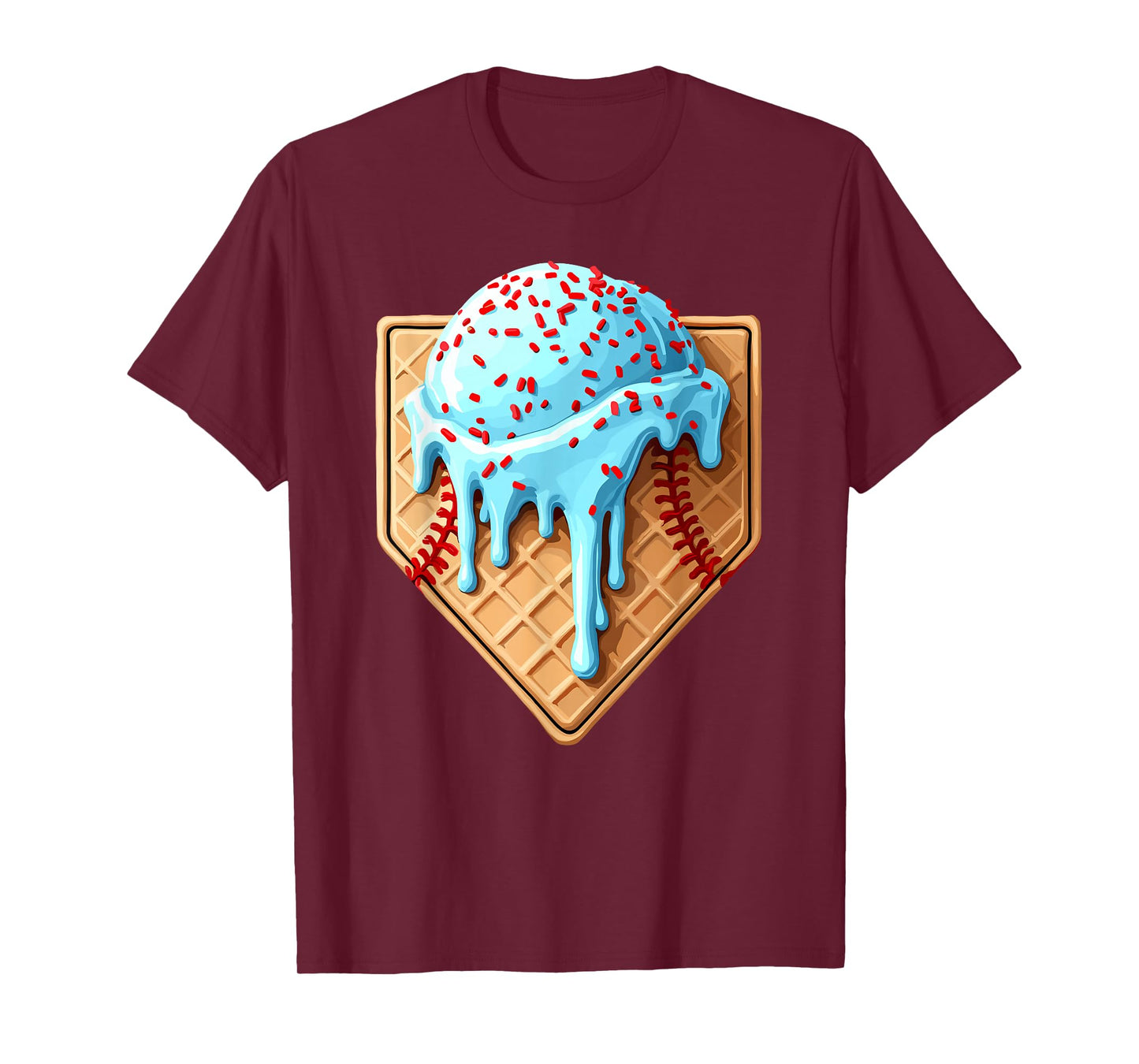 Ice Cream Baseball Drip Home Plate Dripping T-Shirt