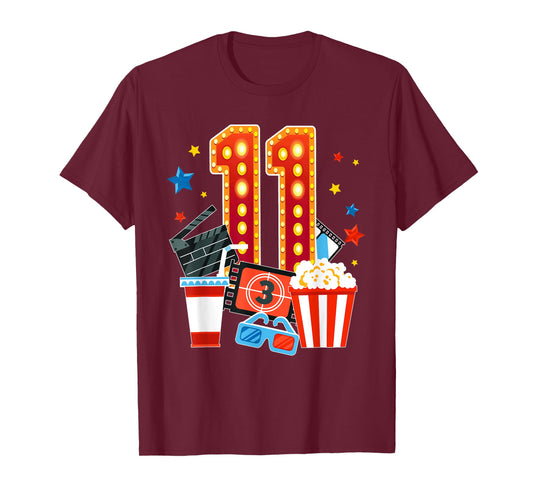 11th Birthday Movie Night Theme 11 Year Old Birthday Party T-Shirt