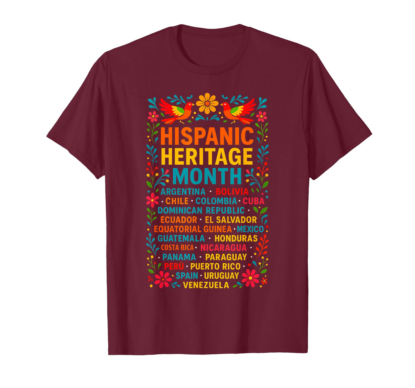 Hispanic Heritage Month Latino Flags Countries Kids Women T-Shirt