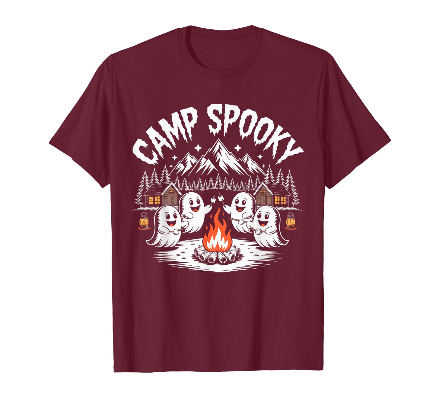 Camp Spooky Halloween Camping Hiking Men Women Kids T-Shirt