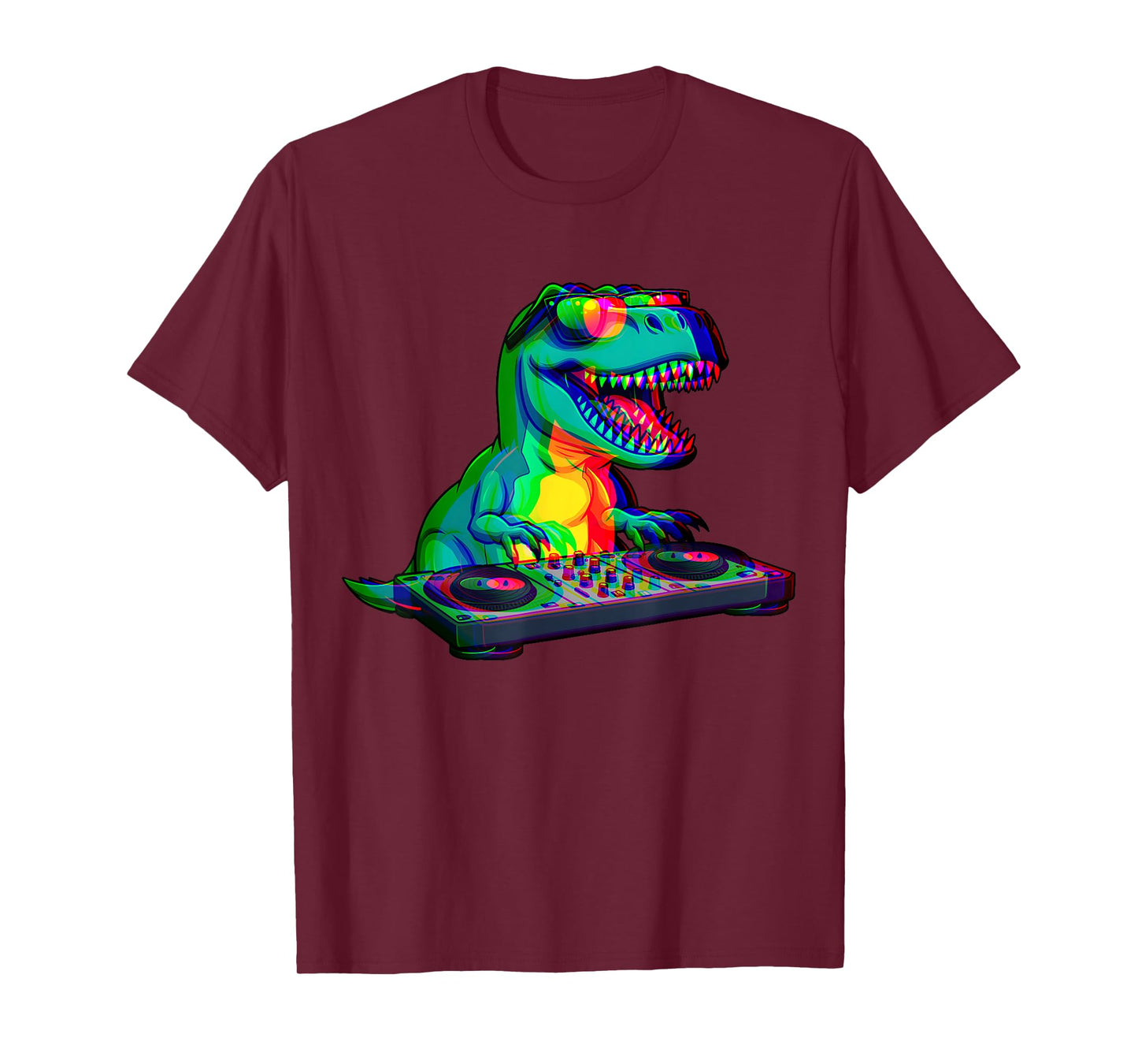 T-Rex DJ Optical Illusion T Rex Dinosaur Dino EDM Dance T-Shirt