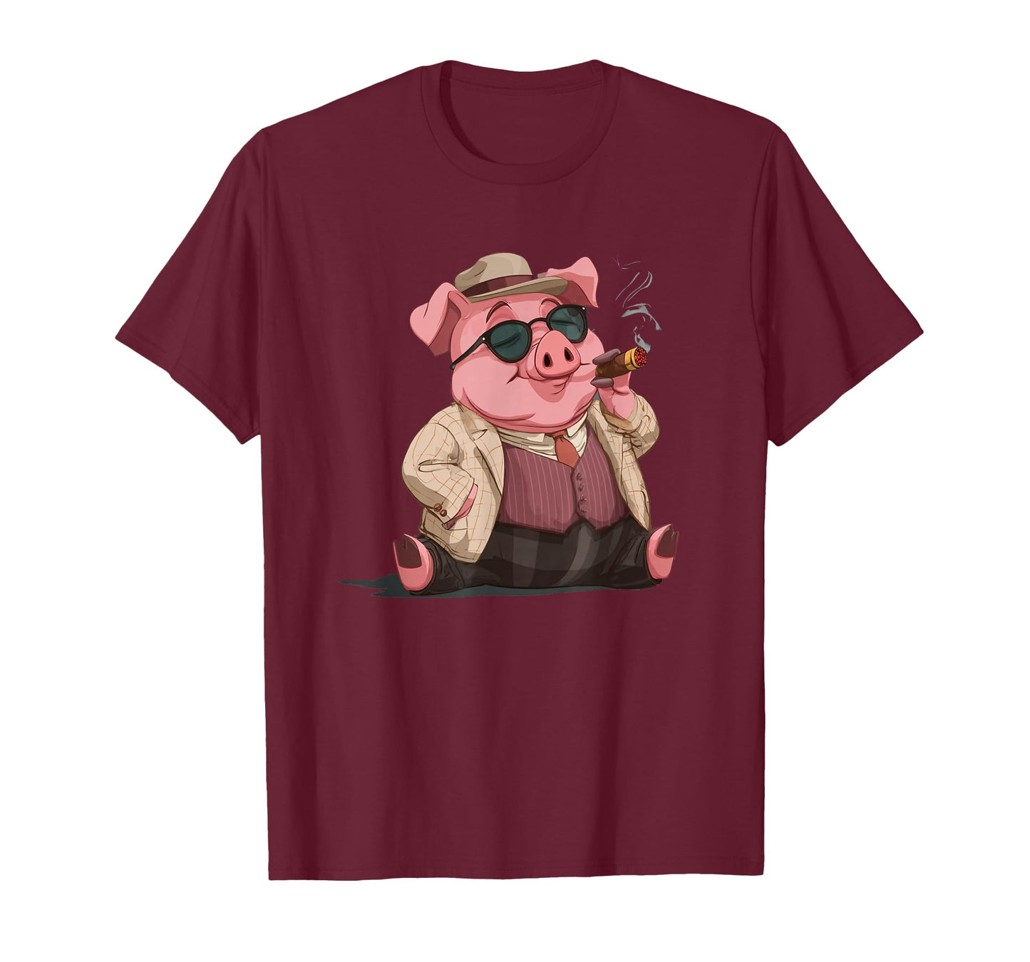 Funny Pig Sunglasses with Smoking Cigar Costume T-Shirt