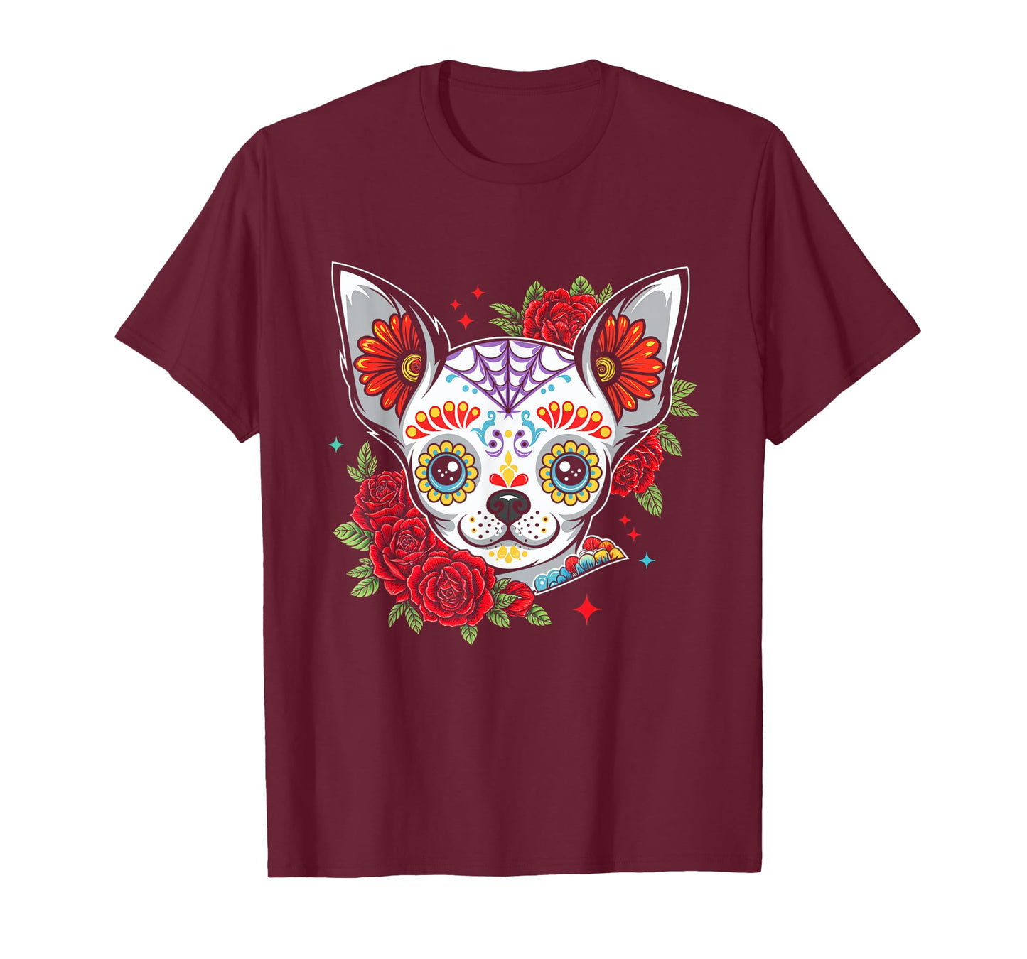 Chihuahua Floral Sugar Skull Dog T-Shirt
