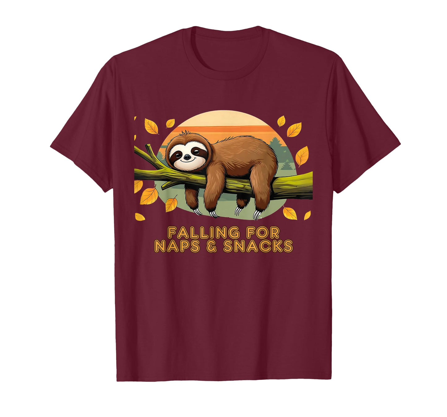 Falling for Naps and Snacks Autumn Sloth Lover Shirt T-Shirt