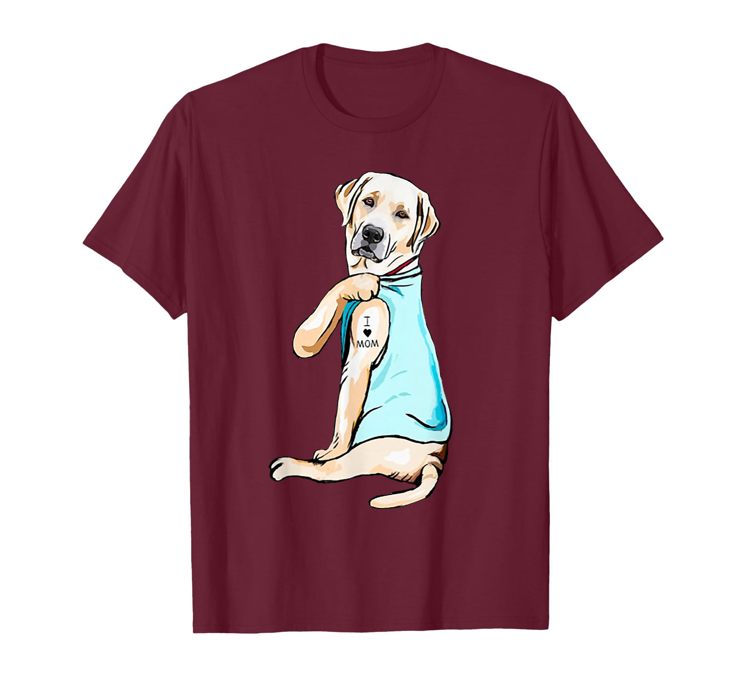 I Love Mom Funny Labrador Tattooed T-Shirt