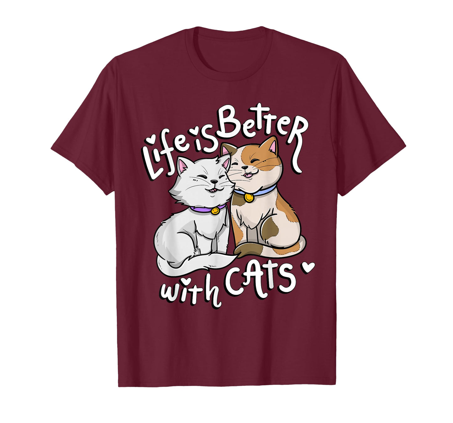 Valentine's Cat Lover Life is Better with Cats Mother's Day T-Shirt Small