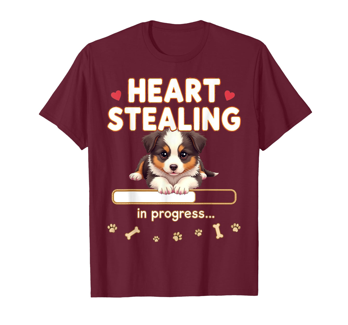Heart Australian Shepherd Dog Funny Gift Aussie Puppy T-Shirt