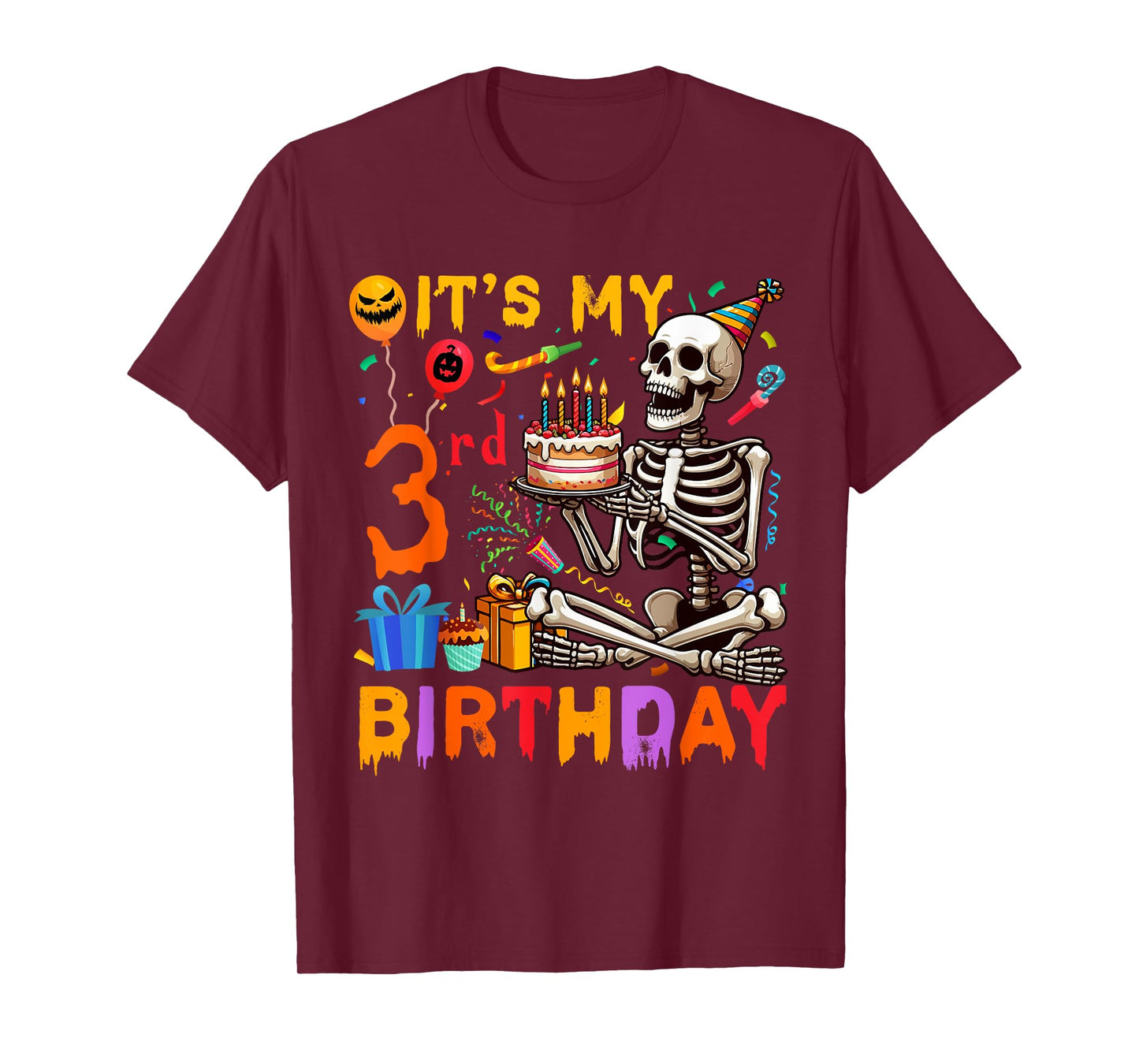 It's My 3rd Birthday Halloween Skeleton Matching Party T-Shirt