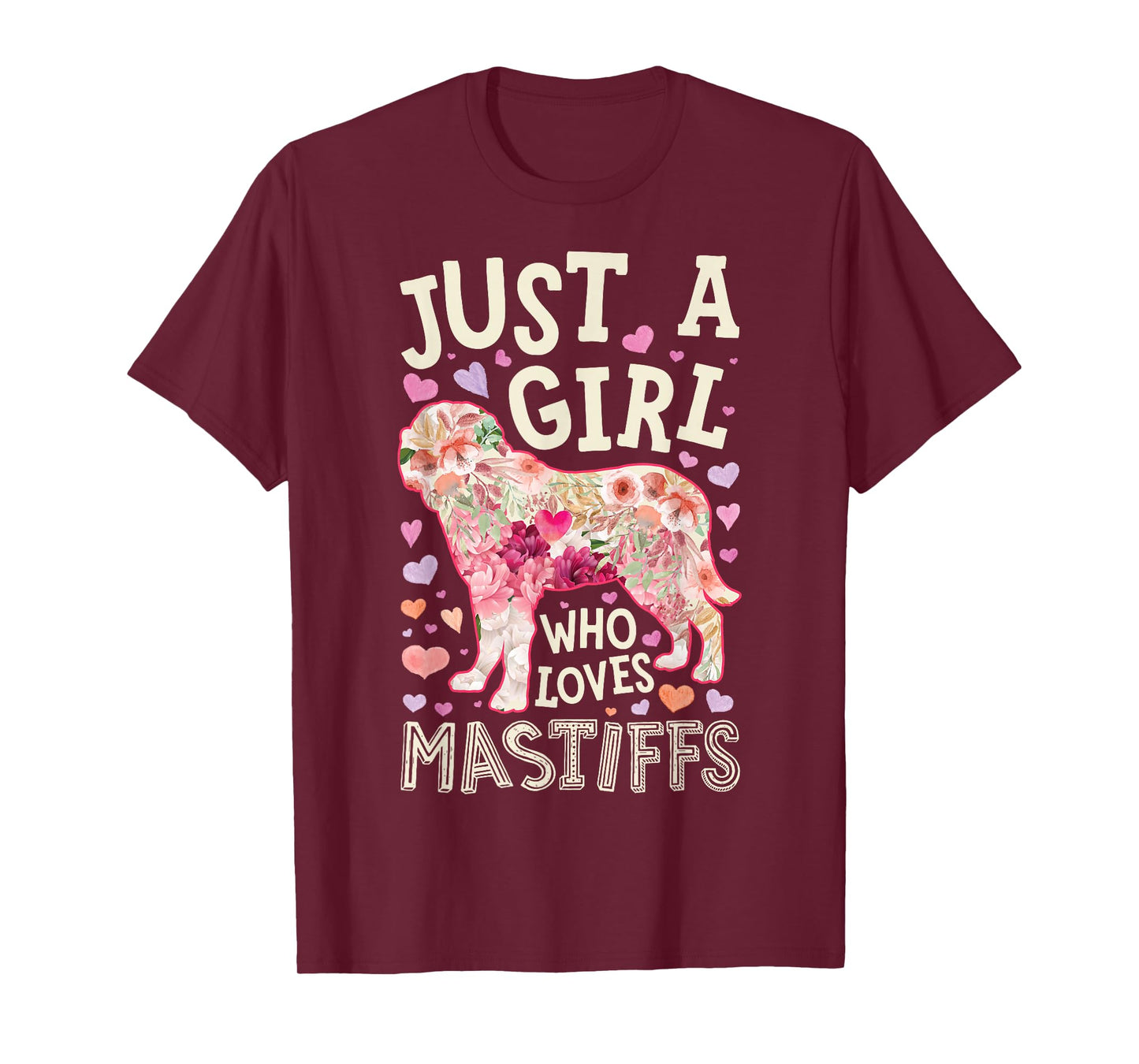 English Mastiff Just A Girl Who Loves Mastiffs Dog Flower T-Shirt