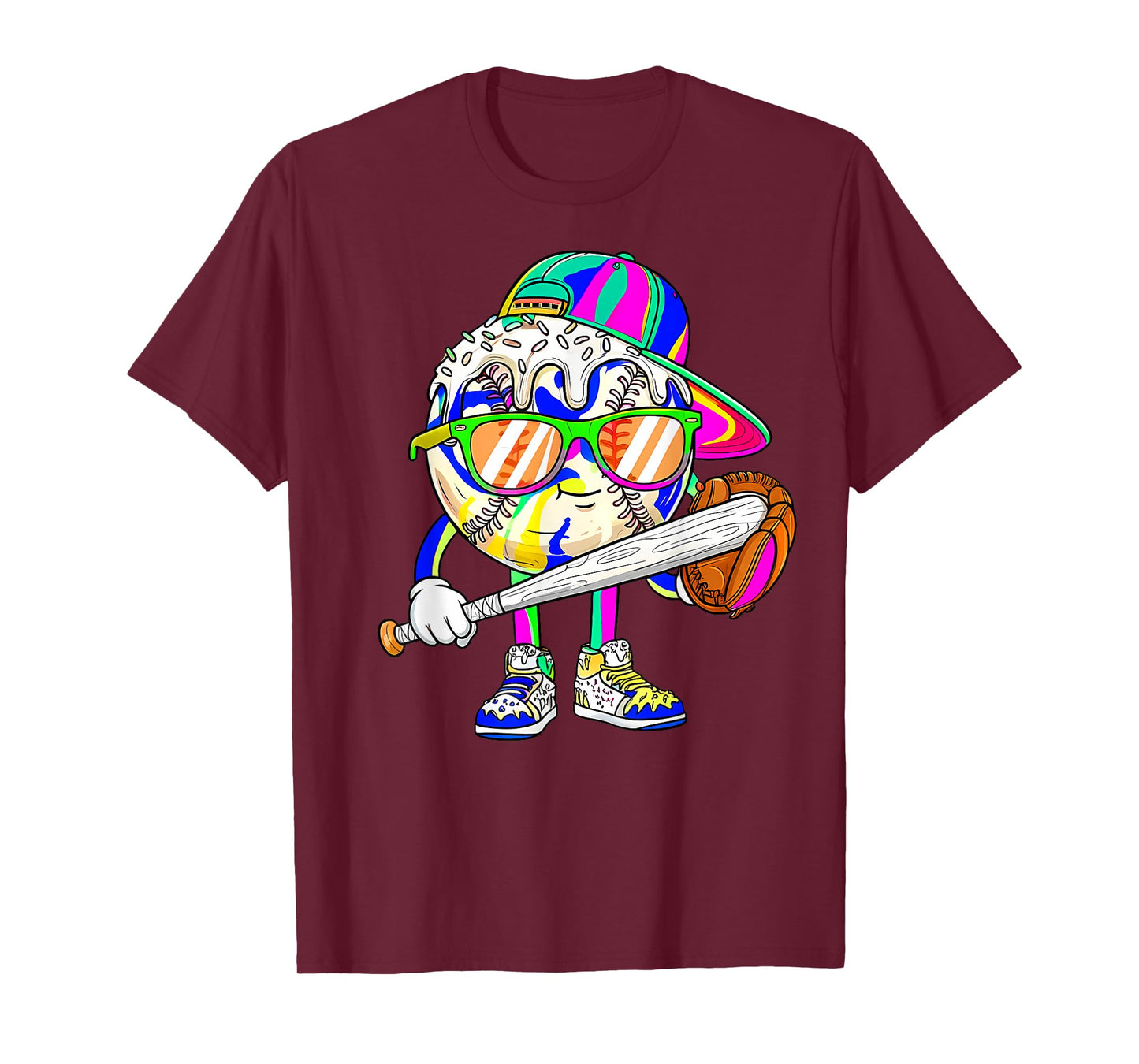 Funny Football Drip for Boys Kids Youth Dripping Ice Cream T-Shirt