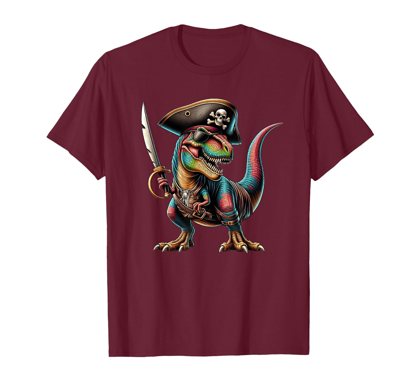 Pirate Dinosaur T-Rex with Sword and Eye Patch Pirate T-Shirt