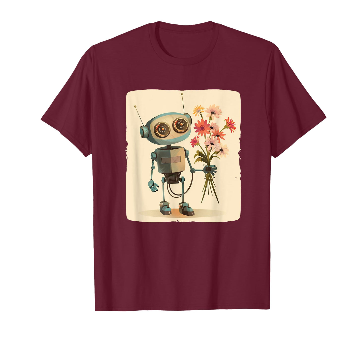 Amazing Robot with Bouquet for a Funny and Charming Look T-Shirt