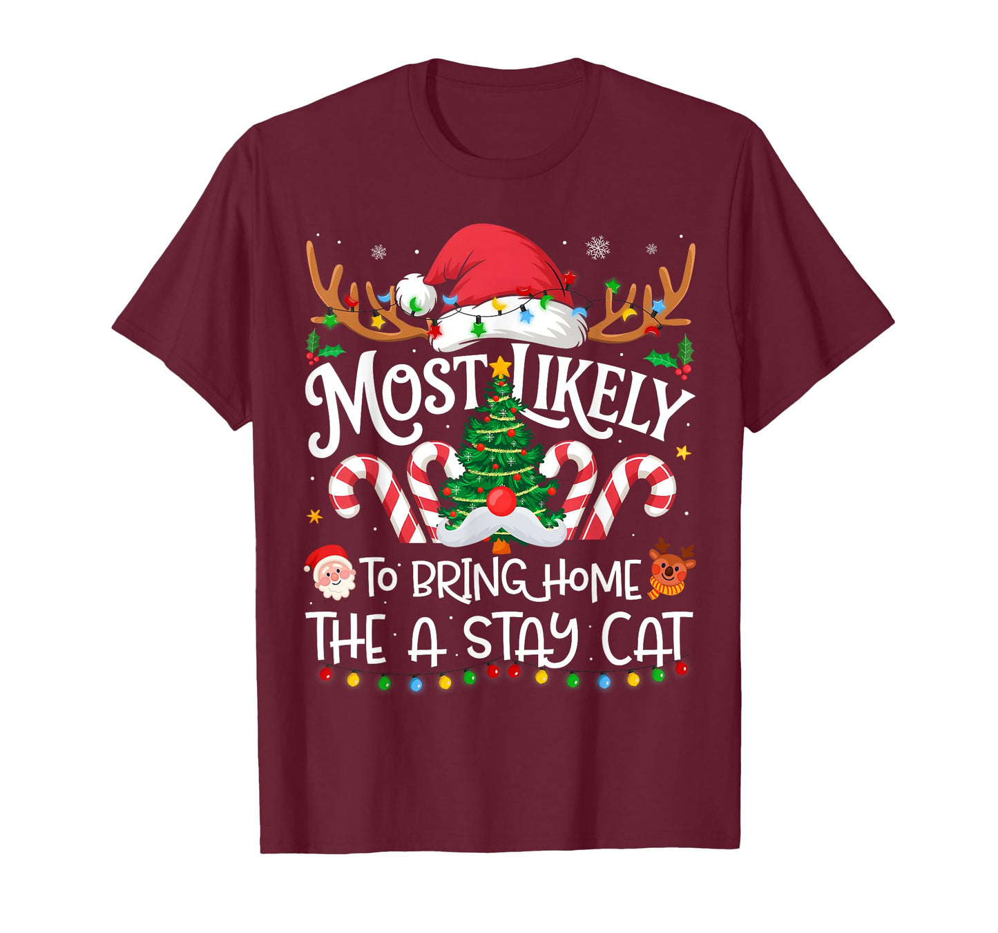 Most Likely to Bring Home The Stray Cat Family Matching Xmas T-Shirt