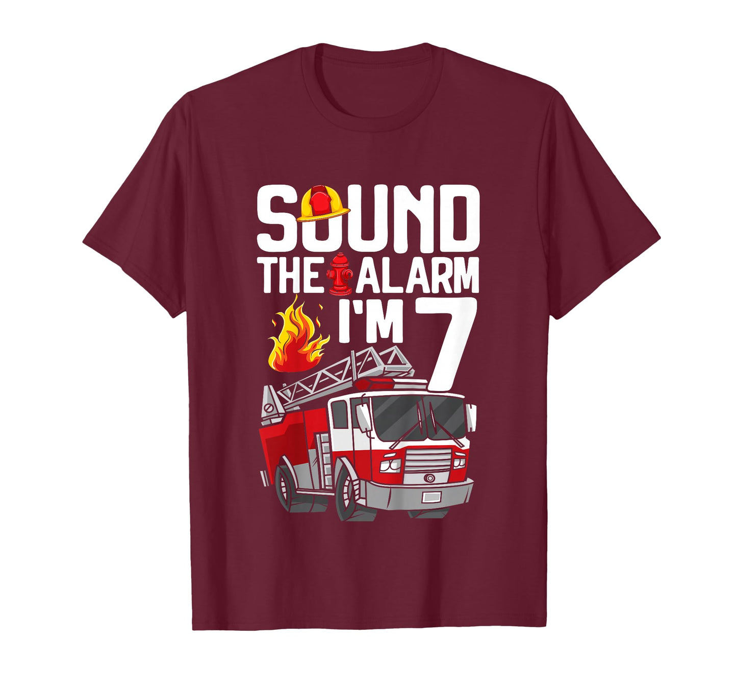 7 Years Old Firefighter 7th Birthday Boy Fire Truck Toddler T-Shirt