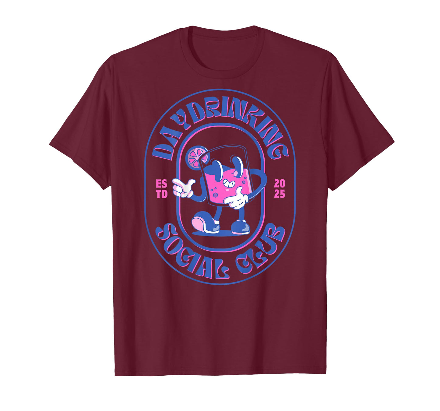 Daydrinking Social Club Retro Day Drinking Malle Backprint T-Shirt