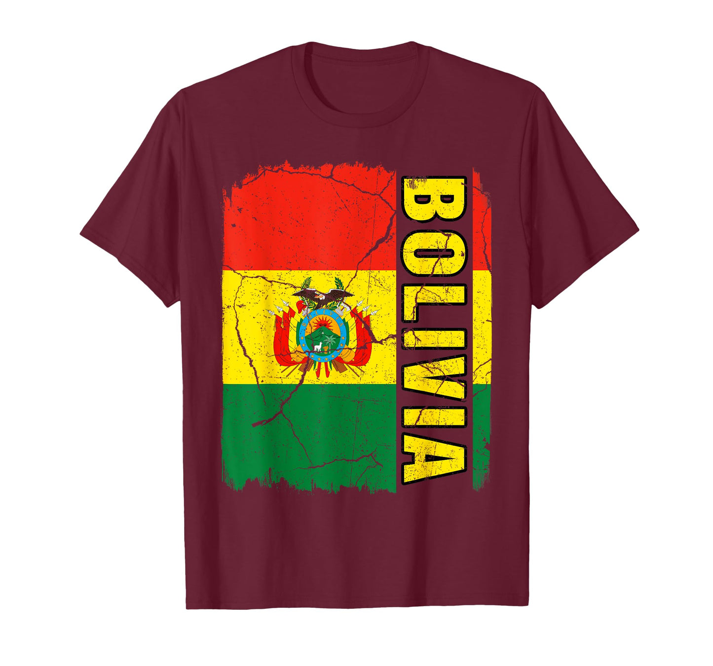 Vintage Bolivian Flag Bolivia Pride Roots Heritage Gift T-Shirt