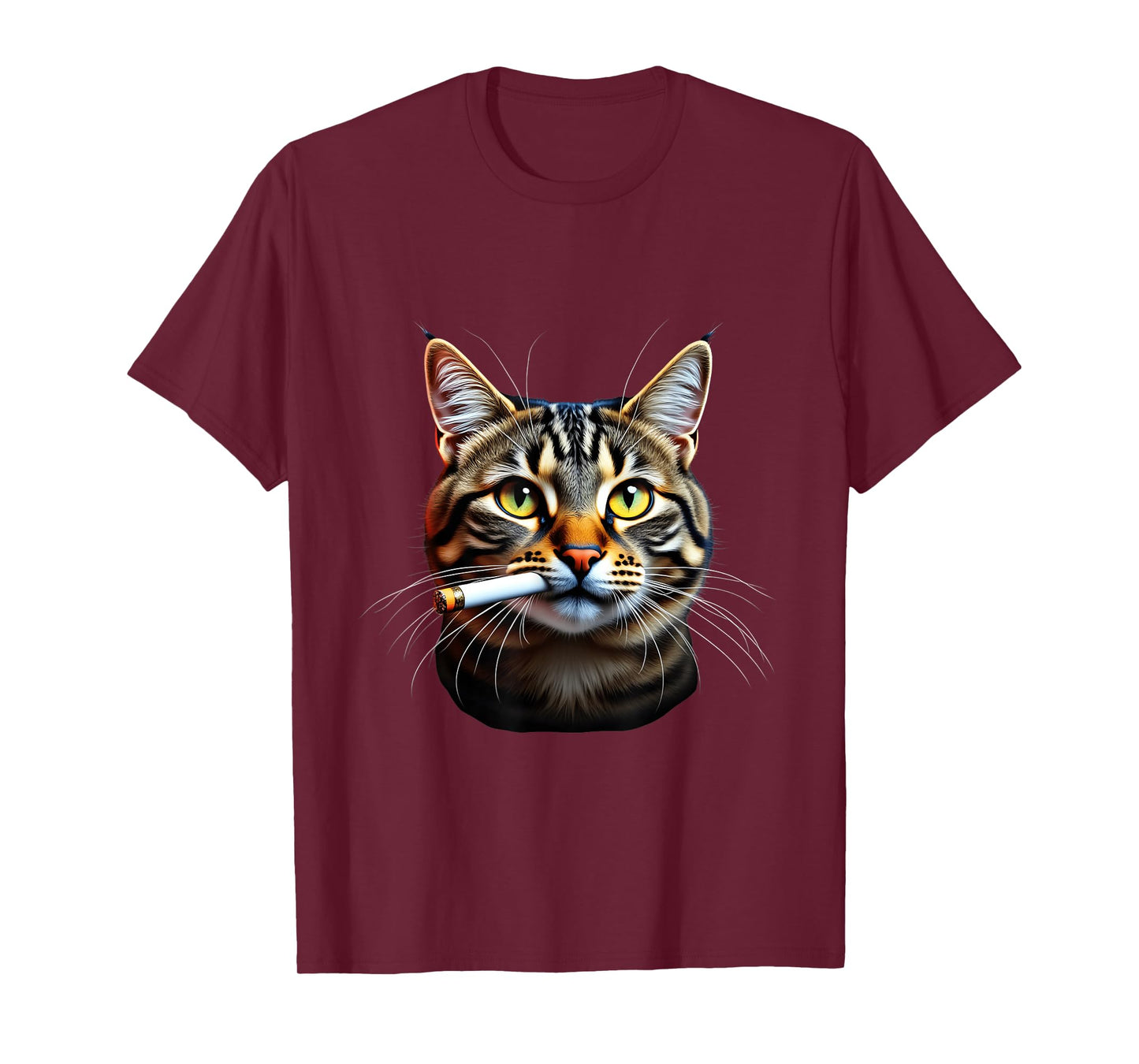 Smoky Cat with Cigarette Whiskers Fun T-Shirt