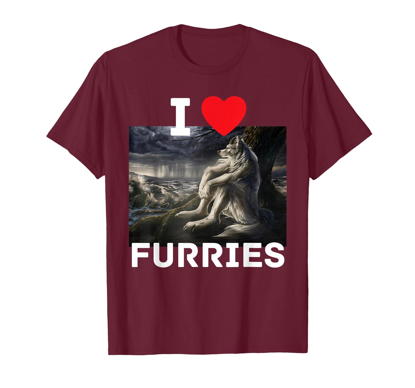 I Heart Furries Funny Cringe Furry Alpha Werewolf Wolf Meme T-Shirt