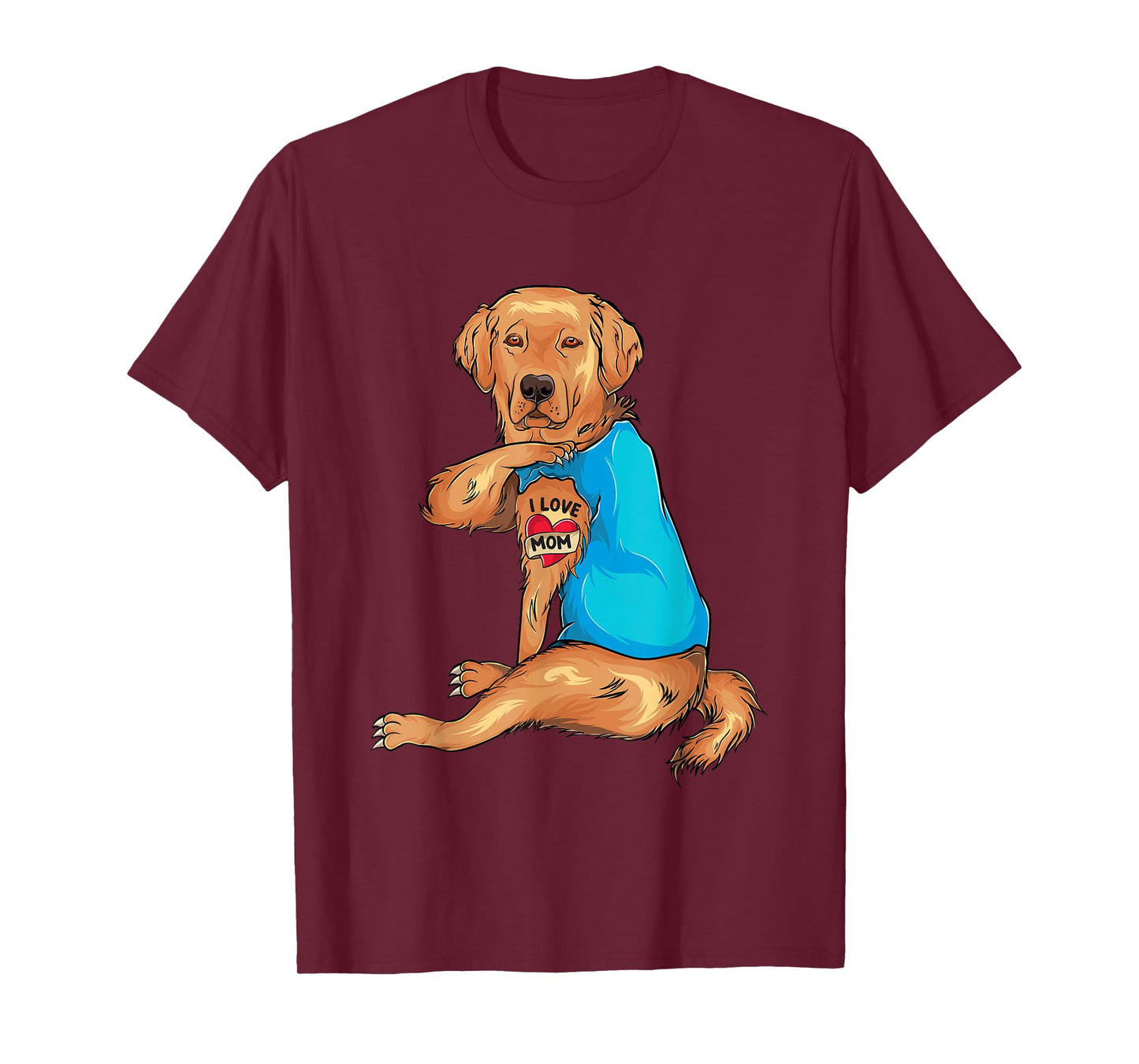 Mother's Day Tattoo I Love Mom Golden Retriever Tattooed T-Shirt