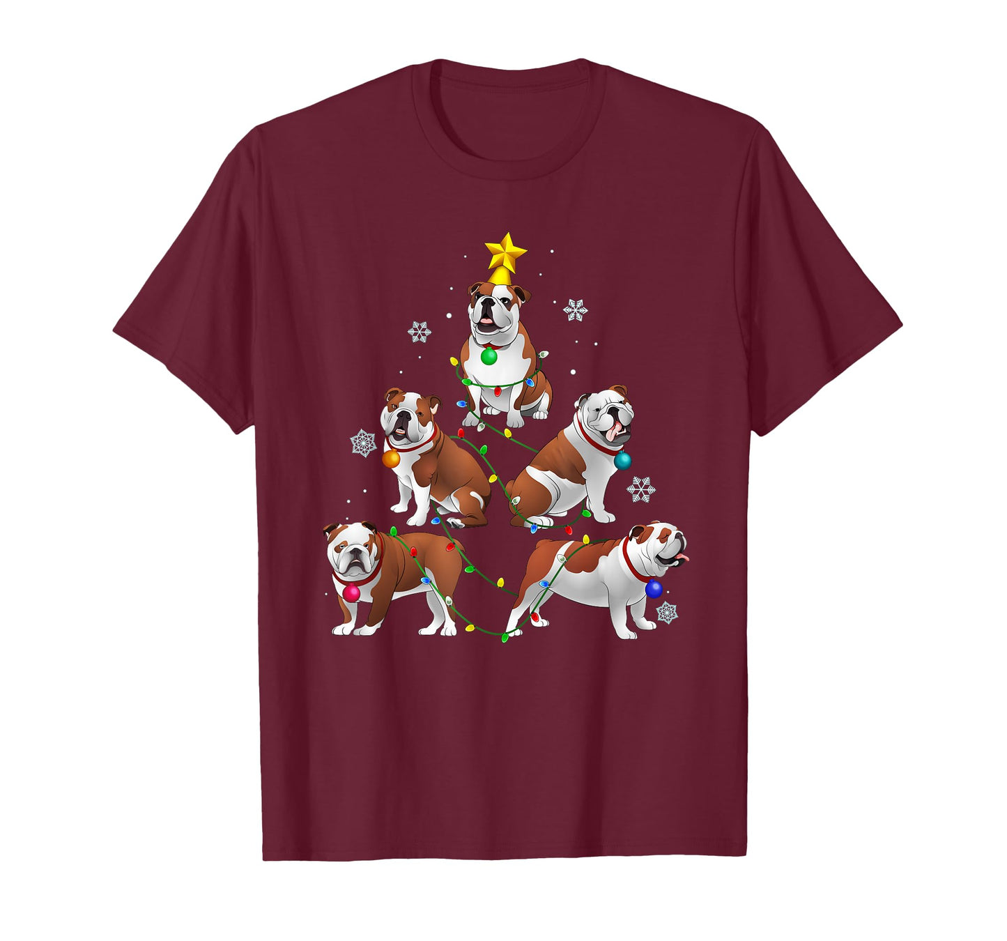 Funny Bulldog Christmas Tree T Shirt Ornament Decor T-Shirt