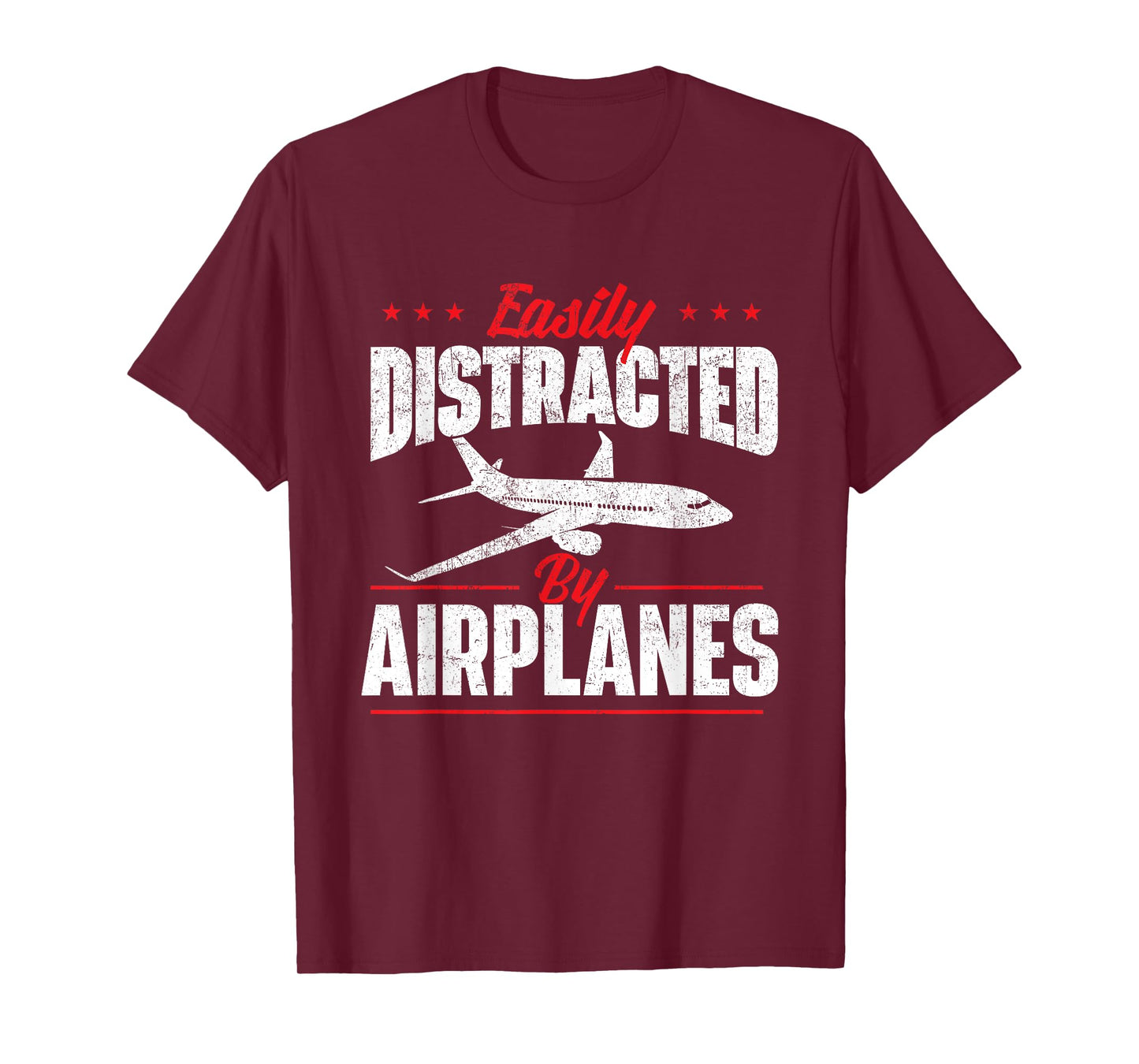 Easily Distracted by Airplanes - Aircraft Fan Airline Pilot T-Shirt