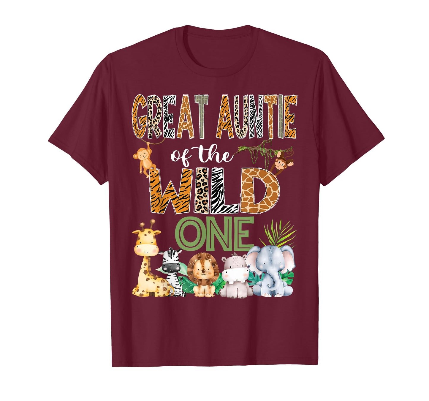 Great Auntie Of The Wild One 1St Birthday Safari Zoo Jungle T-Shirt