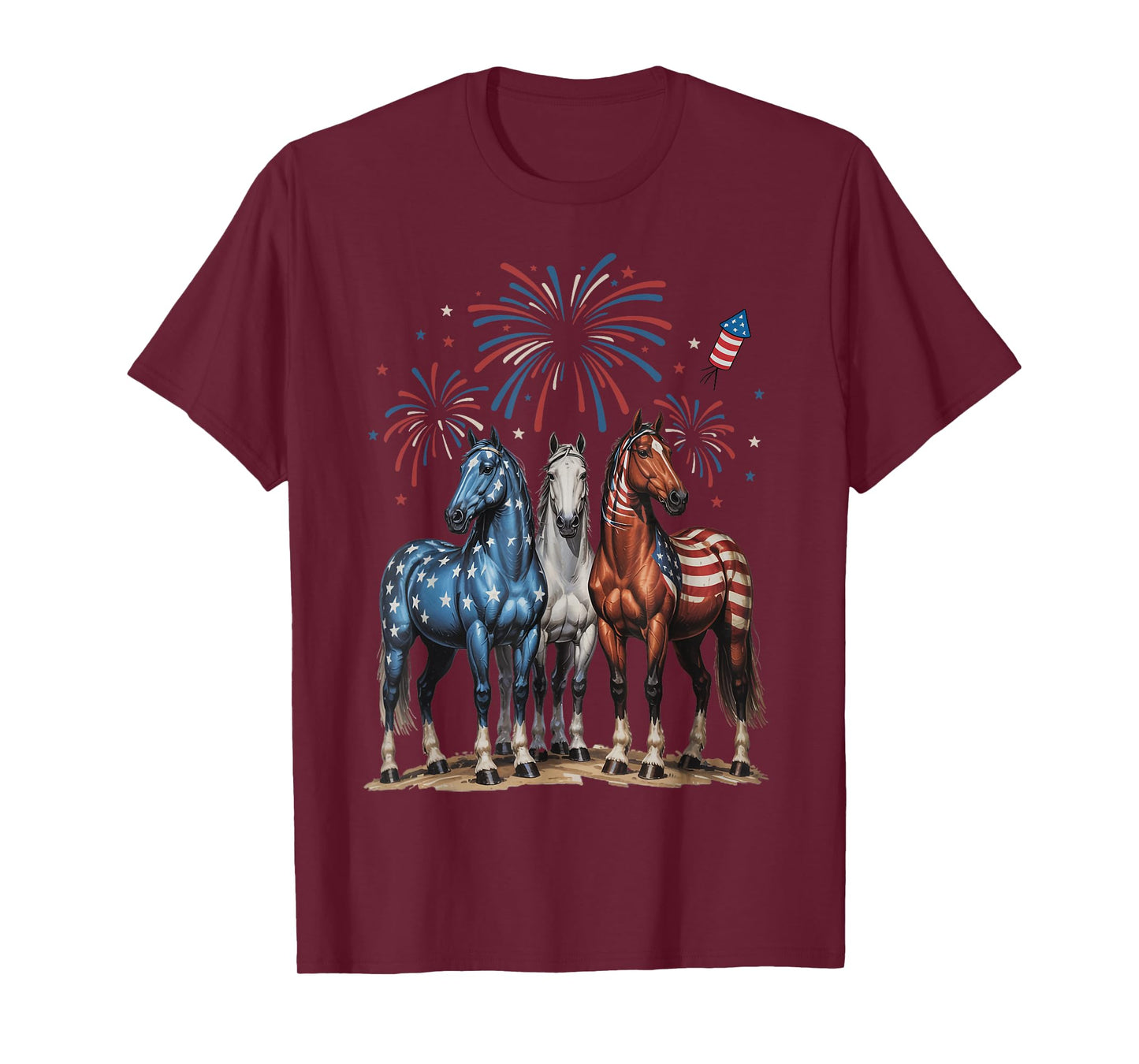 Horse 4th of July USA Flag Independence Day Gifts Graphic T-Shirt
