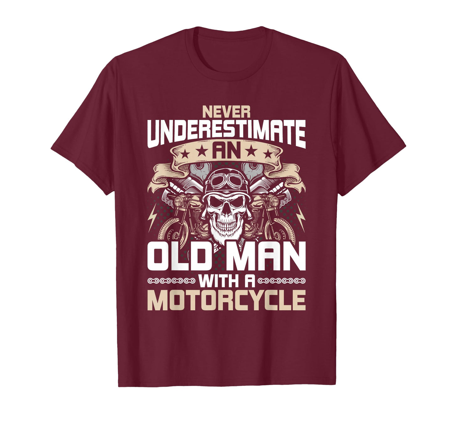 Never Underestimate an old man with a Motorcycle Biker T-Shirt