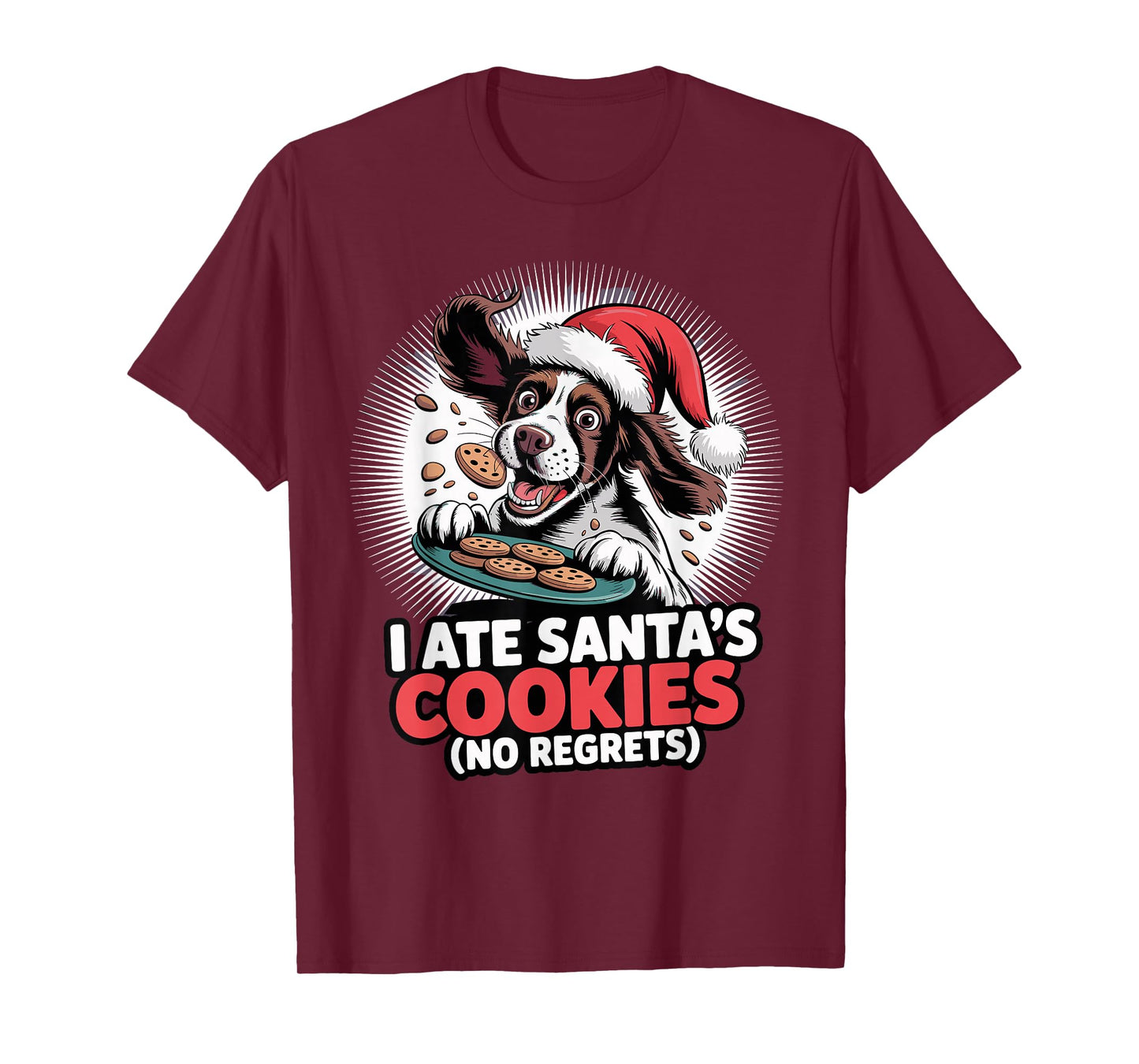 I Ate Santas Cookie Funny Christmas English Springer Spaniel T-Shirt